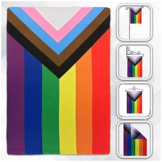 LGBTQ Progress Pride Garden Flag 12x18in lgbtq-progress-pride-garden-flag-12x18in-options Garden Flag