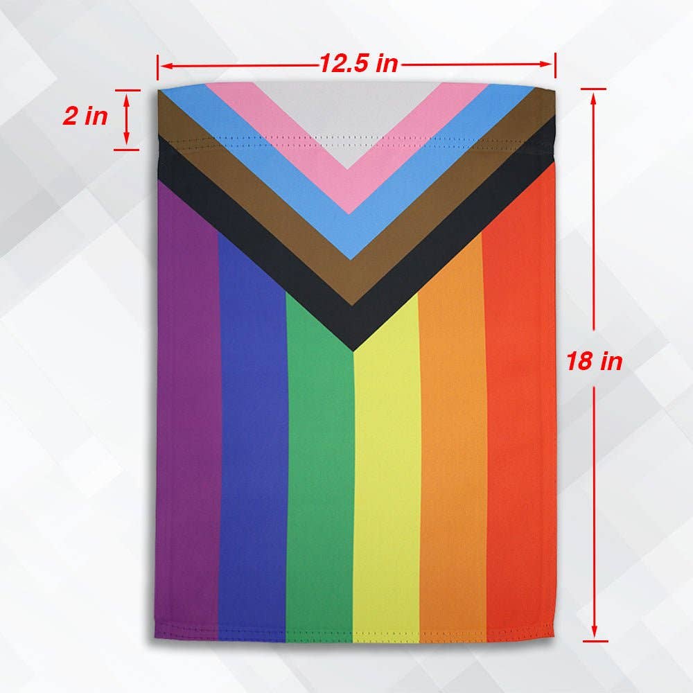 LGBTQ Progress Pride Garden Flag 12x18in lgbtq-progress-pride-garden-flag-12x18in-sizing Garden Flag