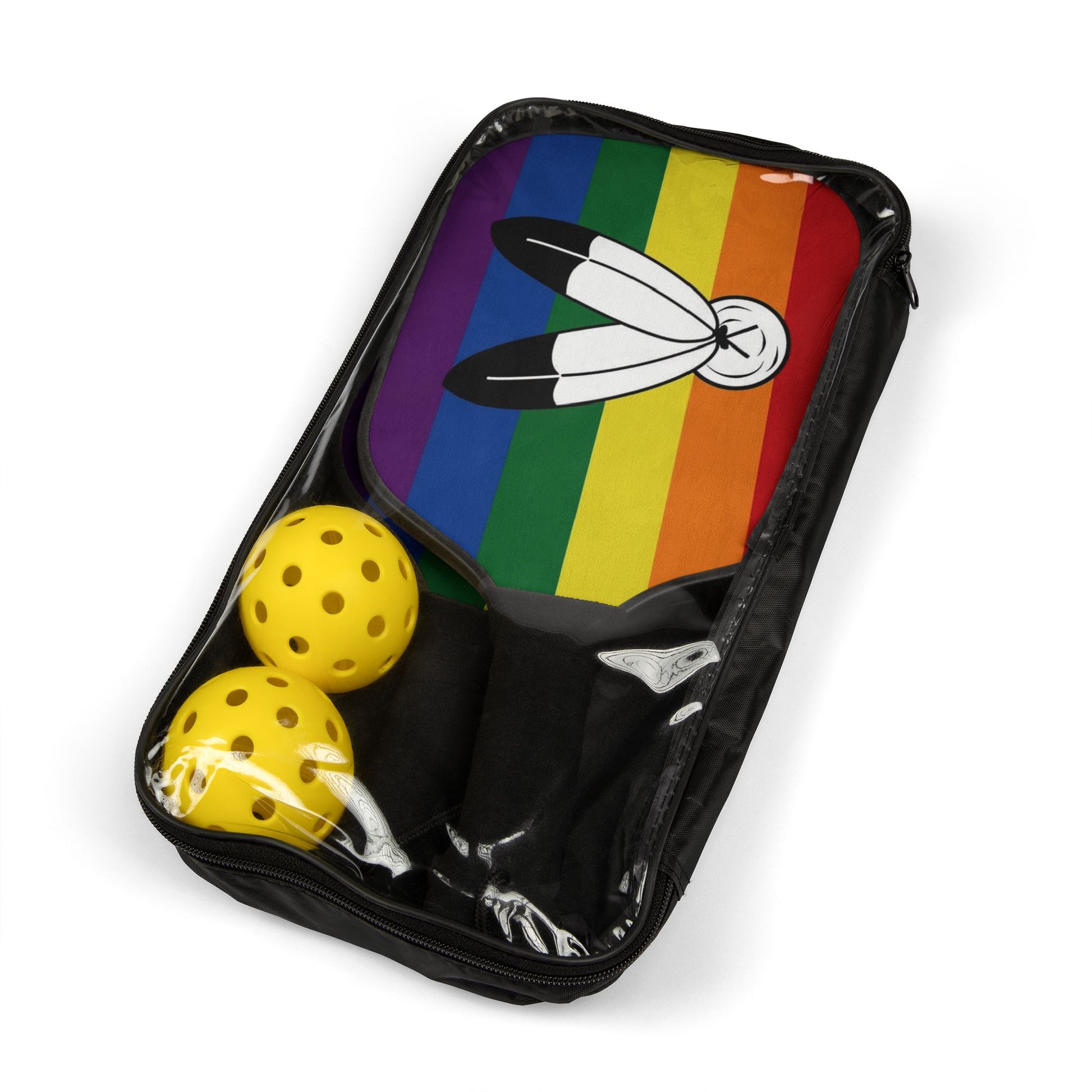 LGBTQ Two-Spirit Pride Pickleball Paddle Set with Balls 7.5'' × 15.5'' 2 Spirit lgbtq-two-spirit-pride-pickleball-paddle-set-with-balls-package