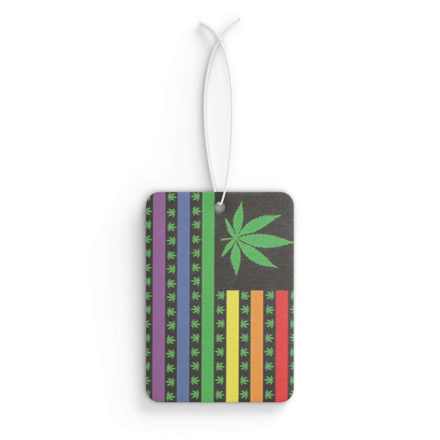 LGBTQ USA Marijuana Pride Flag Car Air Freshener Pride lgbtq-usa-marijuana-pride-flag-car-air-freshener-front