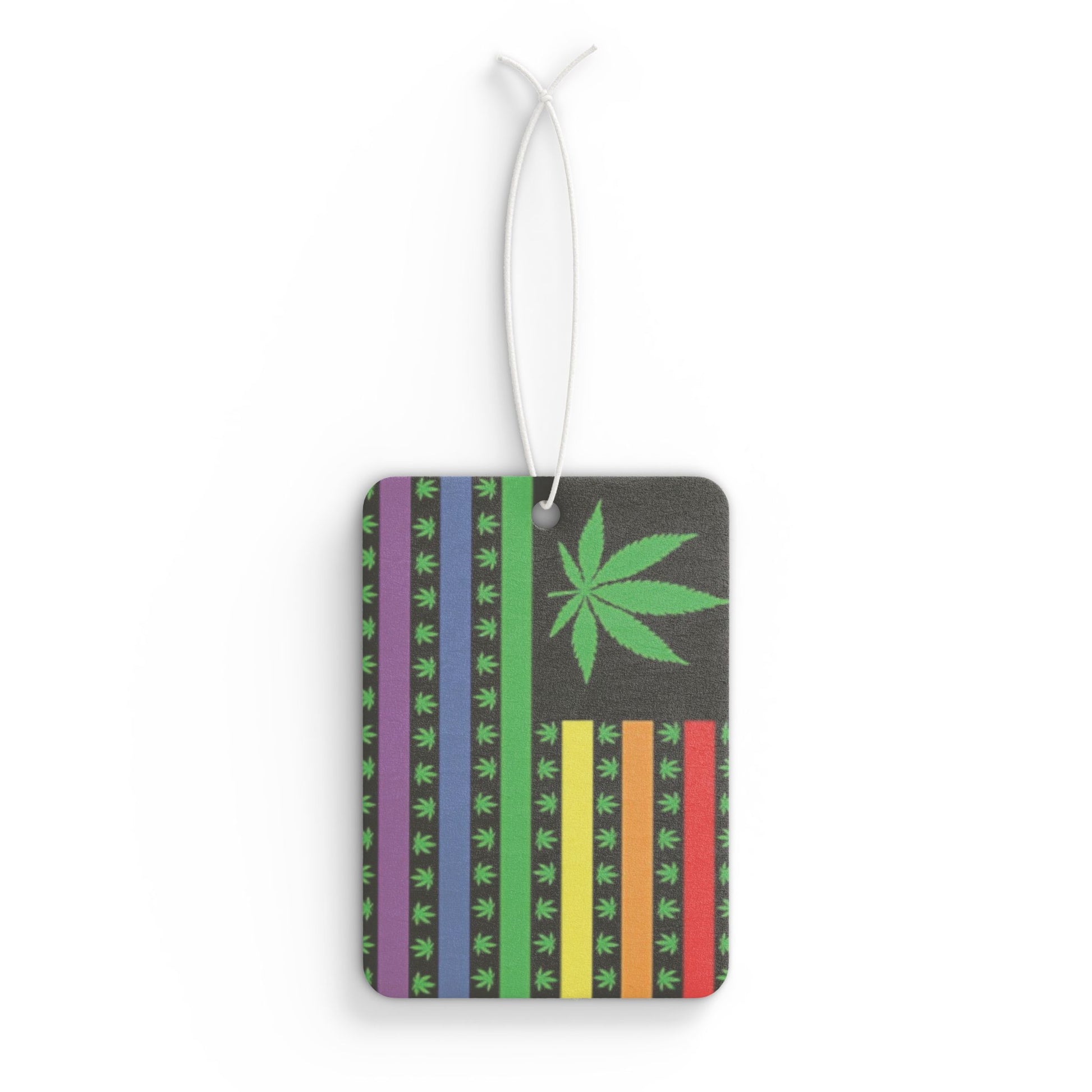 LGBTQ USA Marijuana Pride Flag Car Air Freshener Pride lgbtq-usa-marijuana-pride-flag-car-air-freshener-front