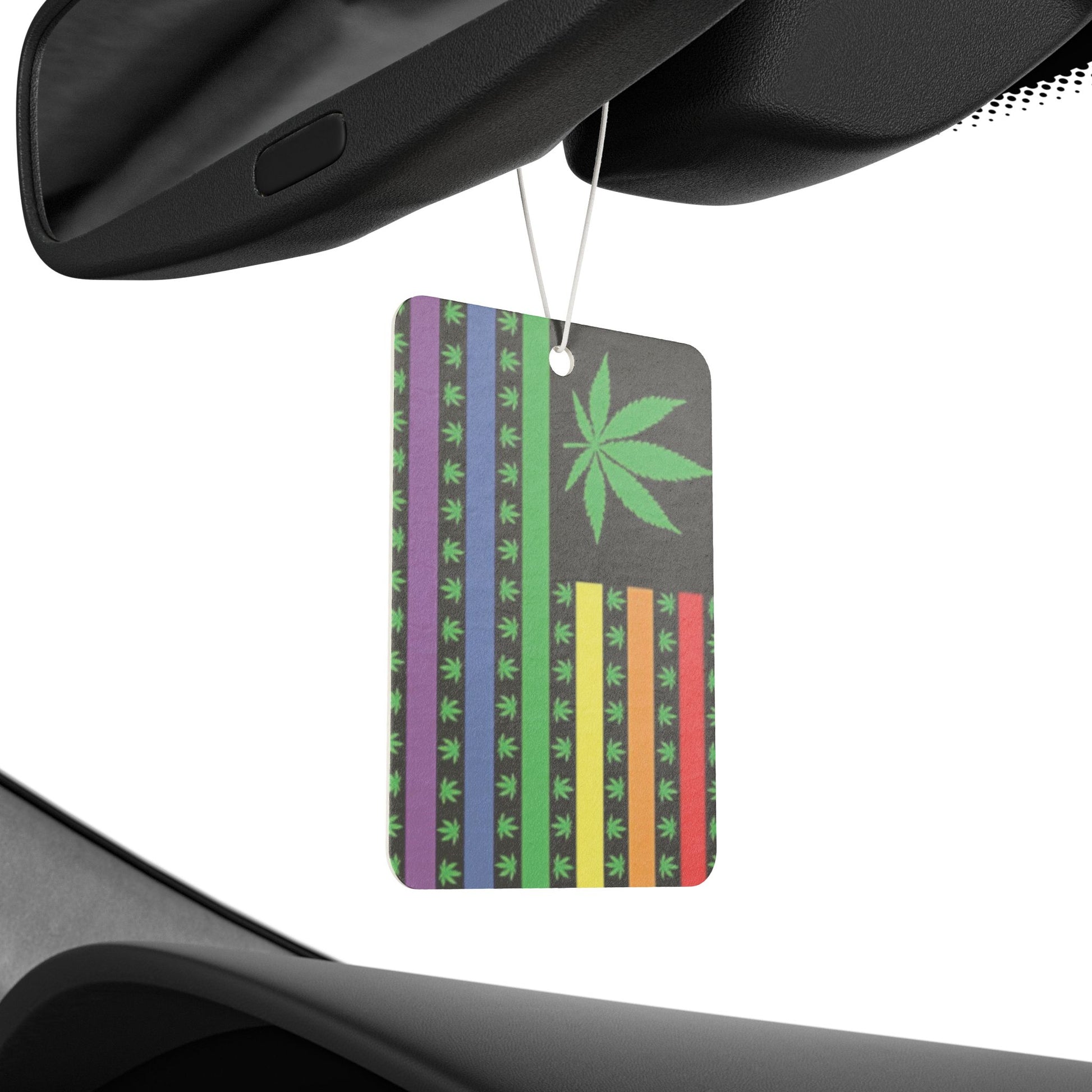 LGBTQ USA Marijuana Pride Flag Car Air Freshener lgbtq-usa-marijuana-pride-flag-car-air-freshener-rearview-mirror