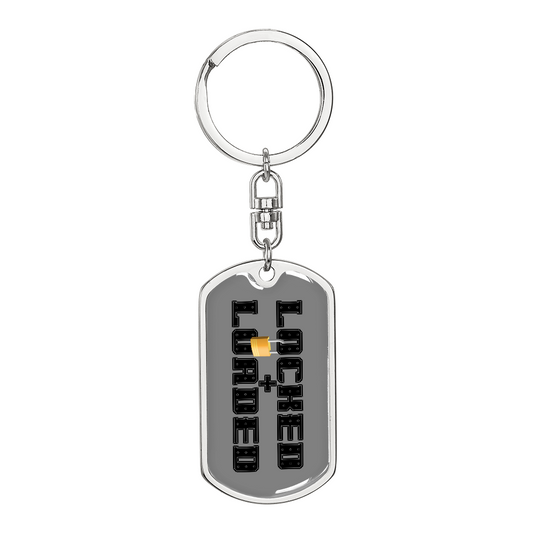 Locked and Loaded Military Dog Tag Keychain Steel locked-and-loaded-military-dog-tag-keychain-silver