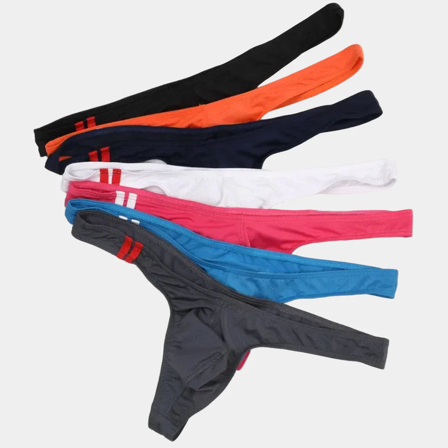 Set of men's underwear in various colors on a white background