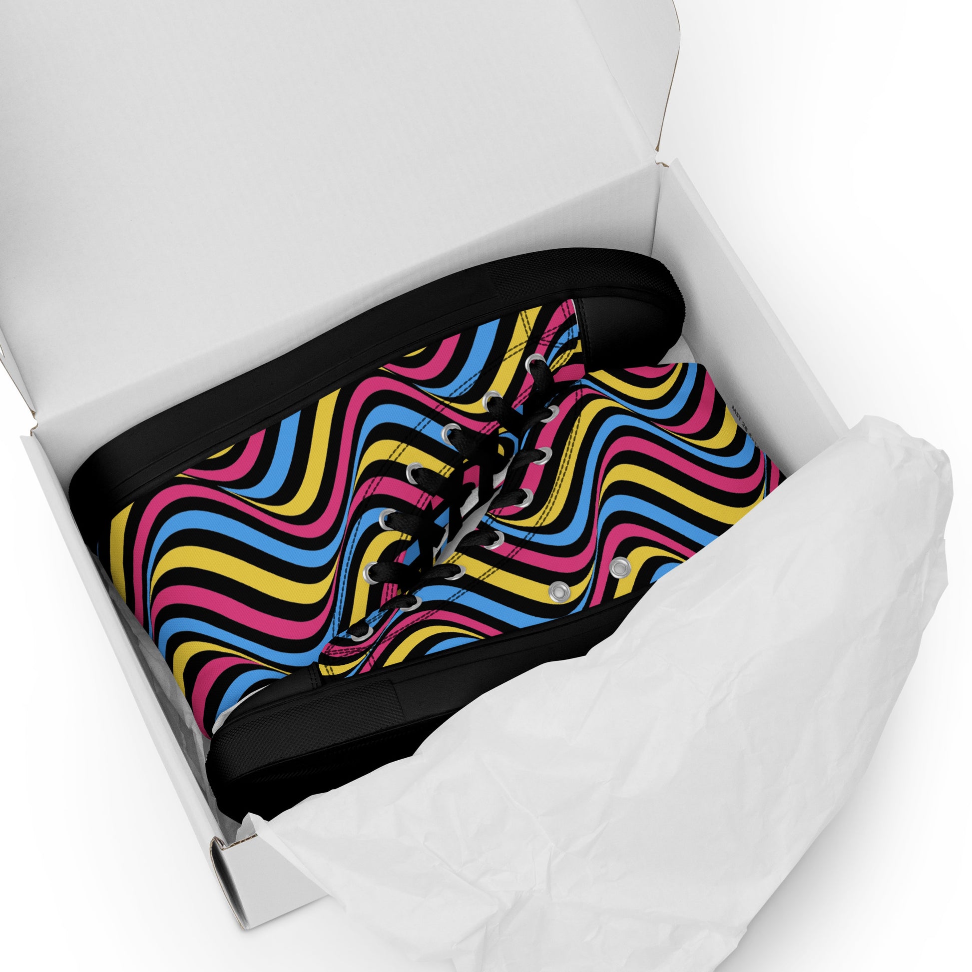 Pansexual Pan Pride Wavey Men’s High Top Canvas Athletic Shoes mens-high-top-canvas-shoes-black-front-657e7e6f3dd82