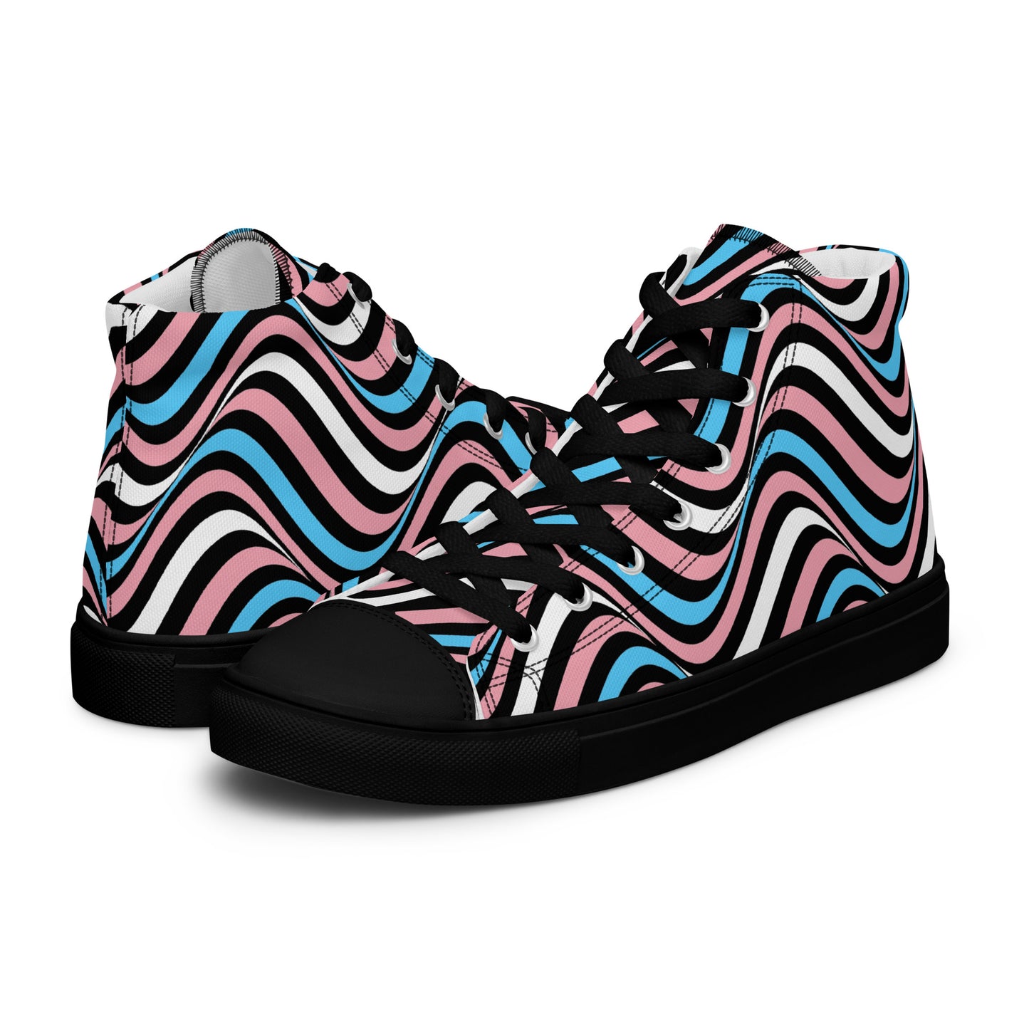 Transgender Trans Wavey Men’s High Top Canvas Athletic Shoes Black Transgender mens-high-top-canvas-shoes-black-left-657e5cfca0d86