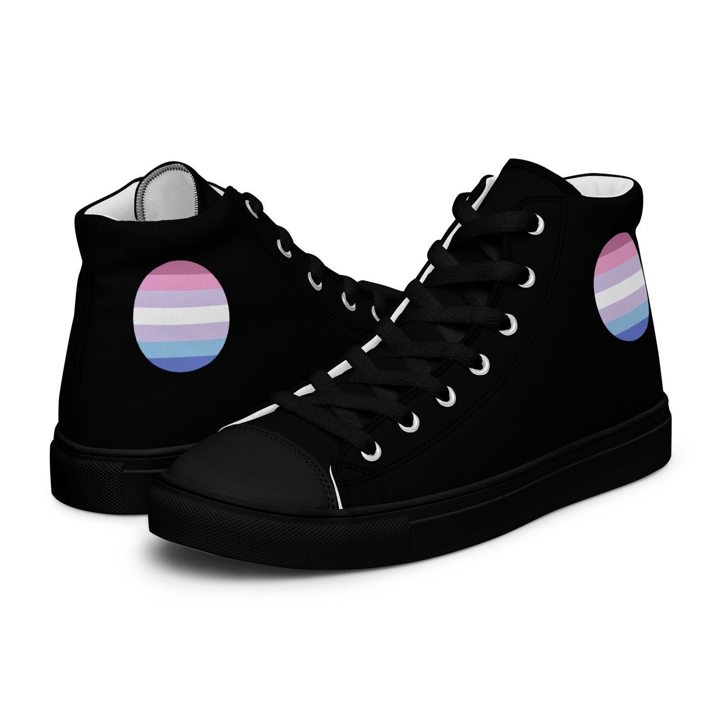 Bigender Men’s High Top Canvas Athletic Shoes Black Bigender mens-high-top-canvas-shoes-black-left-657e5f2e9cd7f