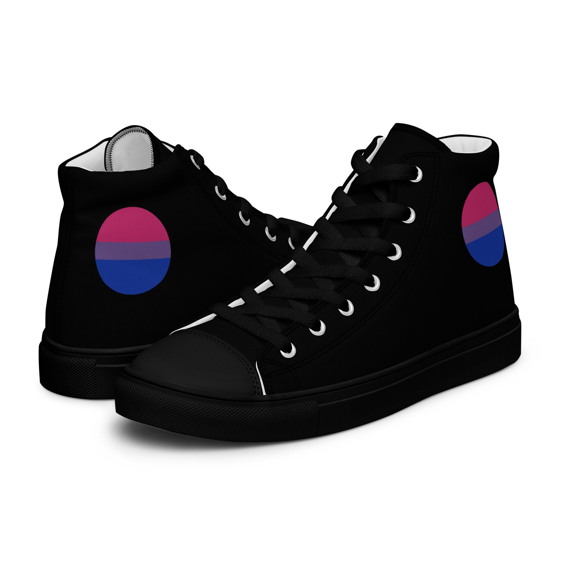 Bisexual Bi Men’s High Top Canvas Athletic Shoes Black Bisexual mens-high-top-canvas-shoes-black-left-657e5fc760fc8