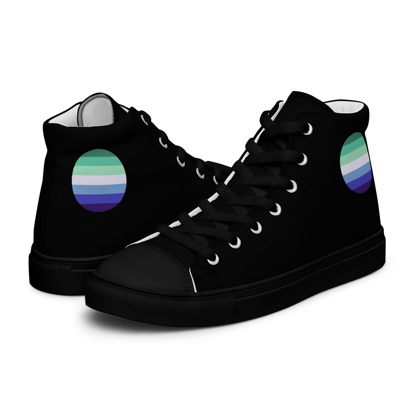 Gay MLM Vincian Men’s High Top Canvas Athletic Shoes Black Gay mens-high-top-canvas-shoes-black-left-657e617aa8765