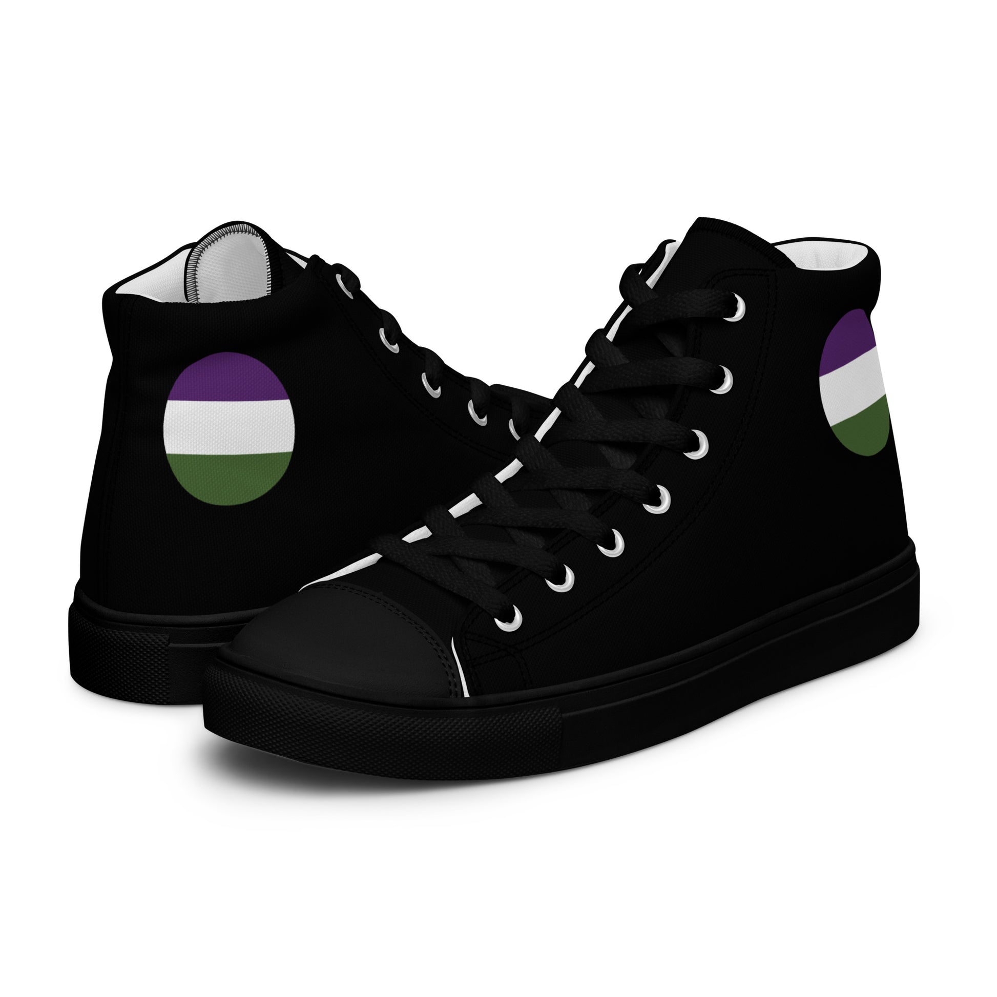 Genderqueer Men’s High Top Canvas Athletic Shoes Black Genderqueer mens-high-top-canvas-shoes-black-left-657e6437ad564