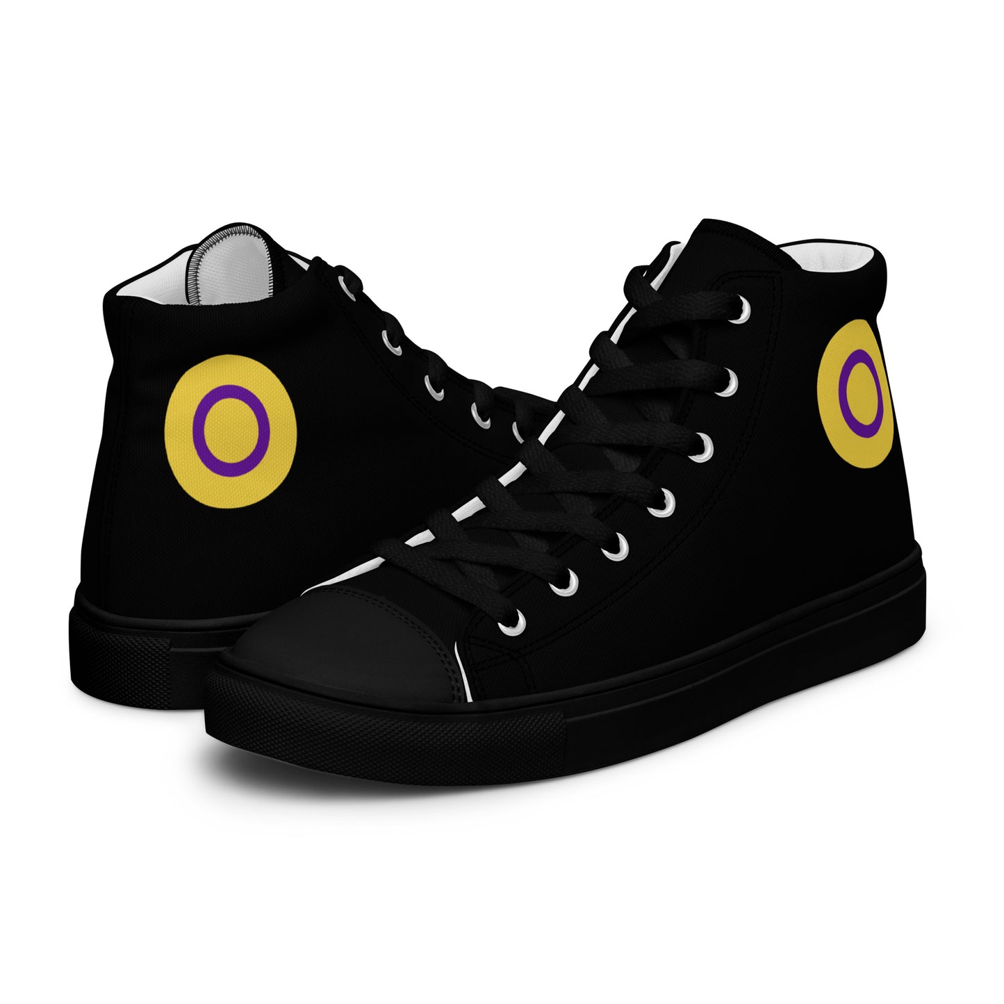 Intersex Pride Men’s High Top Canvas Athletic Shoes Black Intersex mens-high-top-canvas-shoes-black-left-657e649a250c8