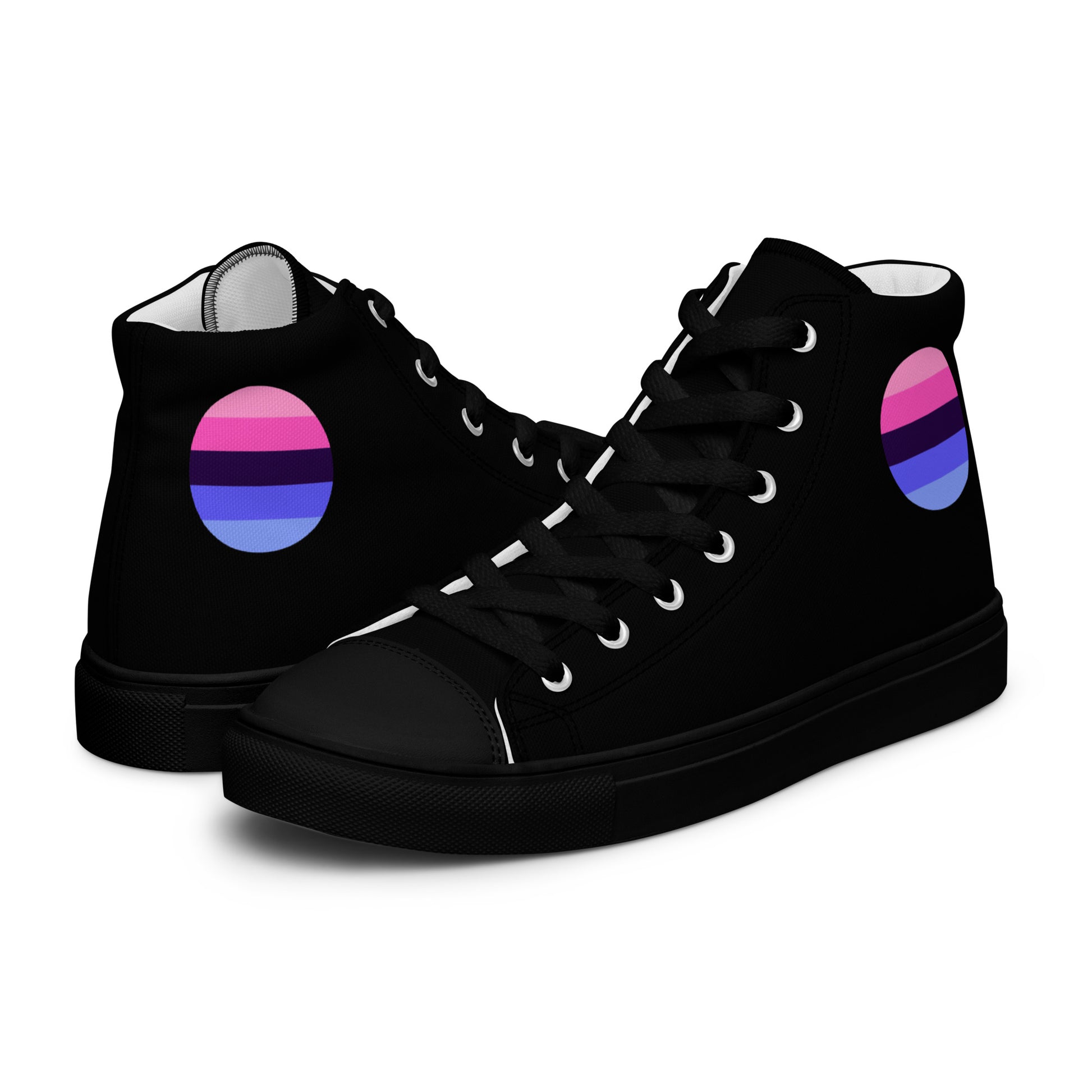 Omnisexual Pride Men’s High Top Canvas Athletic Shoes Black Omnisexual mens-high-top-canvas-shoes-black-left-657e68501bdcd