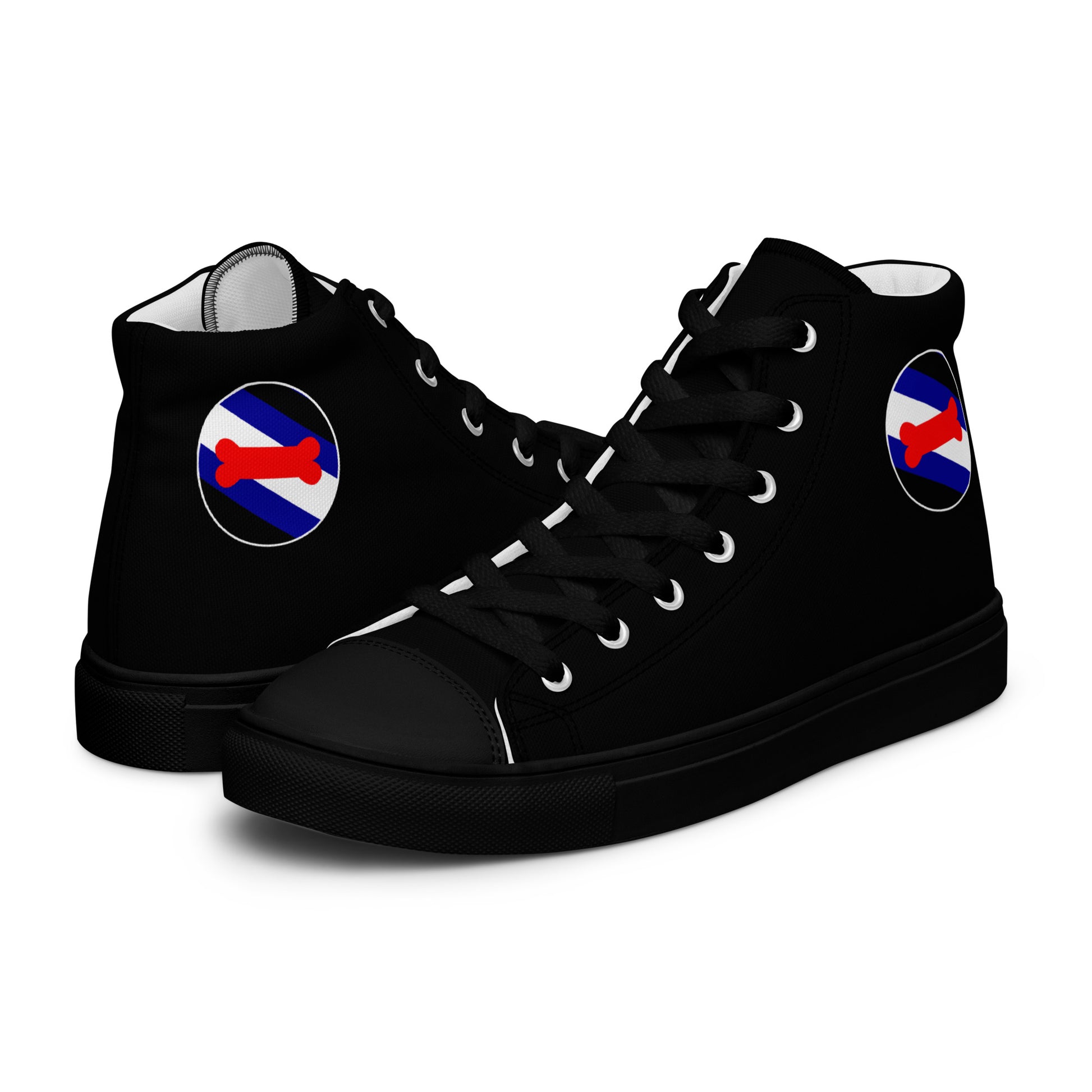 Puppy Play Men’s High Top Canvas Athletic Shoes Black mens-high-top-canvas-shoes-black-left-657e6b7d53e21