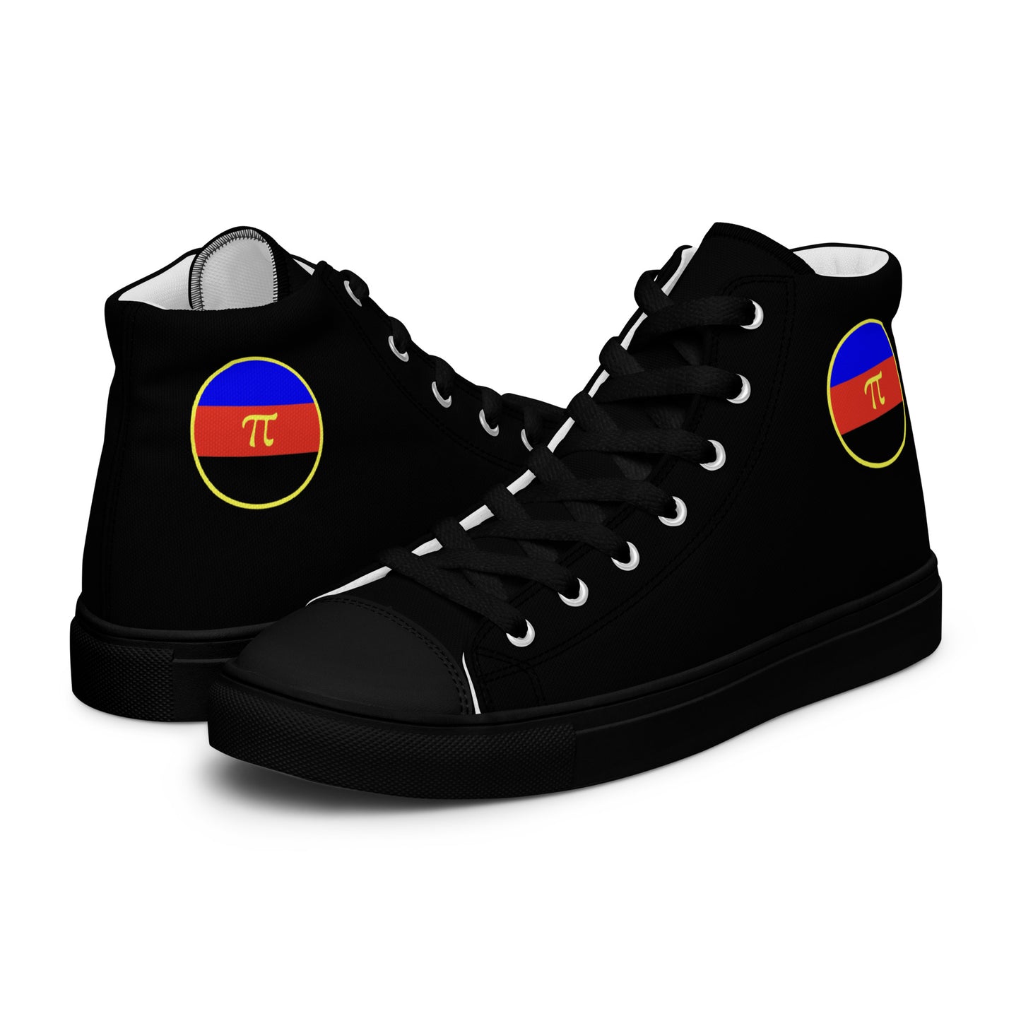 Polyamorous Polyamory Pride Men’s High Top Canvas Athletic Shoes Black Polyamorous mens-high-top-canvas-shoes-black-left-657e6d1da869e