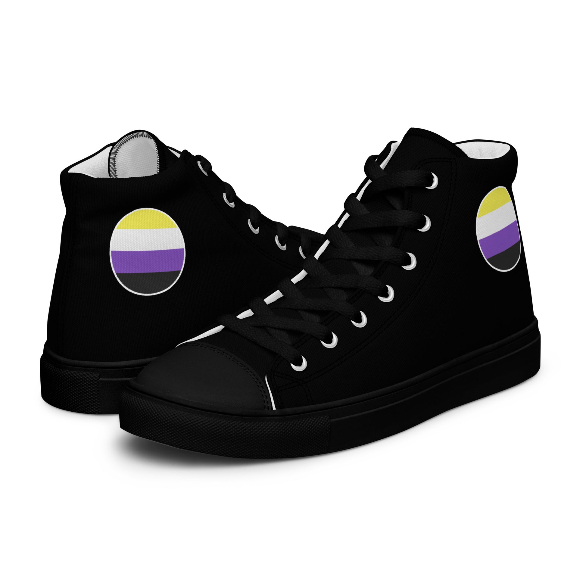 Nonbinary Enby Men’s High Top Canvas Athletic Shoes Black Nonbinary mens-high-top-canvas-shoes-black-left-657e6e1d6e6df