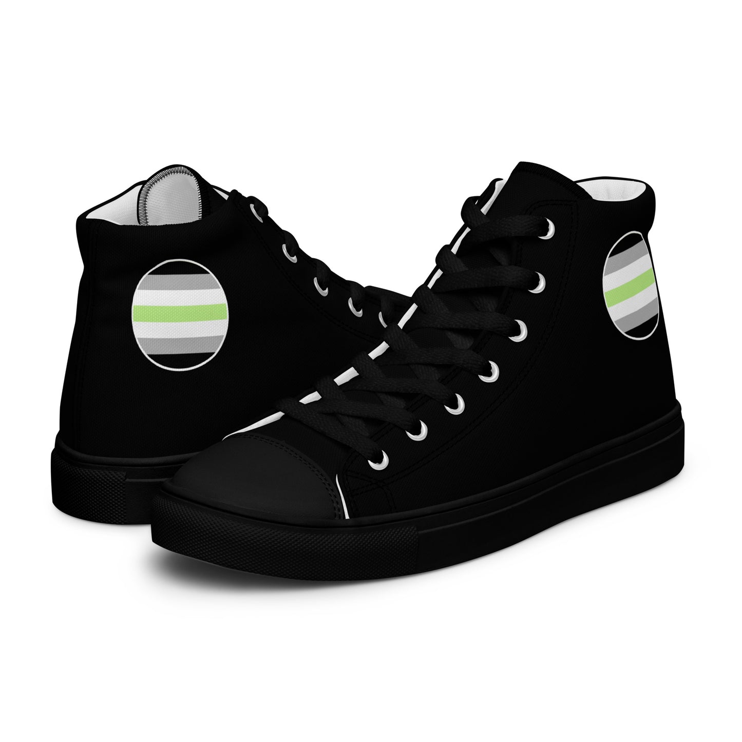 Agender Men’s High Top Canvas Athletic Shoes Black Agender mens-high-top-canvas-shoes-black-left-657e6f698c5a1