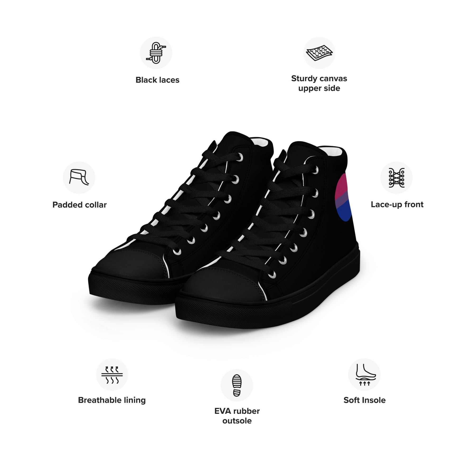 Bisexual Bi Men’s High Top Canvas Athletic Shoes mens-high-top-canvas-shoes-black-left-front-657e5fc762724