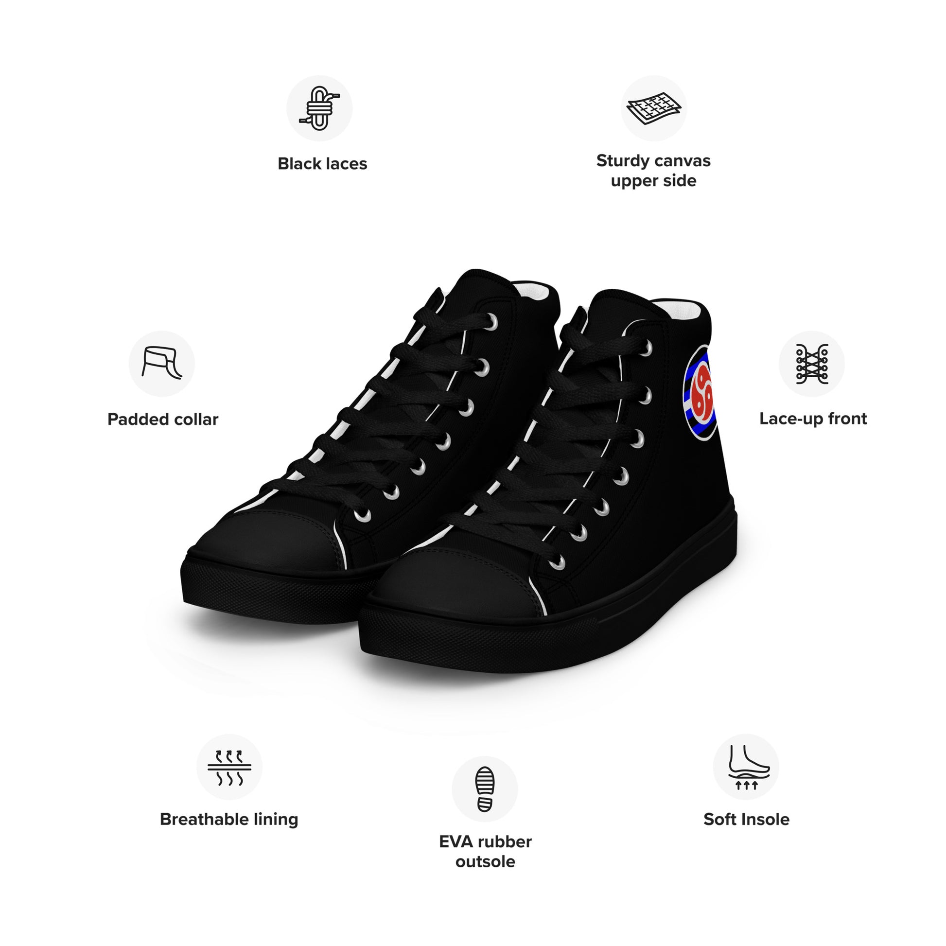 BDSM Pride Men’s High Top Canvas Athletic Shoes mens-high-top-canvas-shoes-black-left-front-657e6c3d3fc17