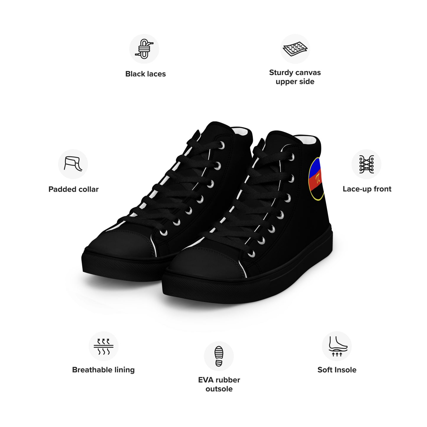 Polyamorous Polyamory Pride Men’s High Top Canvas Athletic Shoes mens-high-top-canvas-shoes-black-left-front-657e6d1da9836