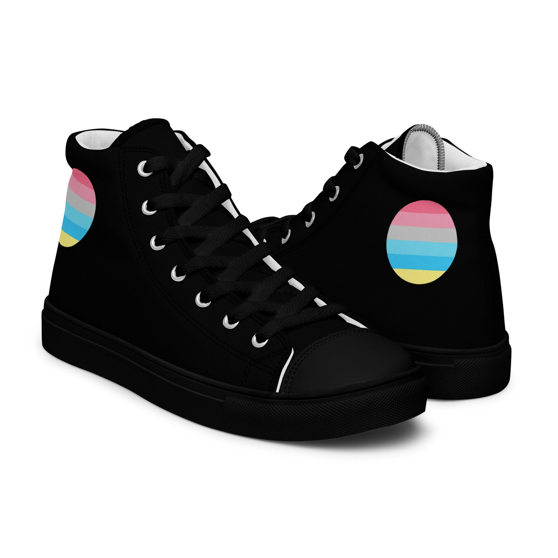 Genderflux Pride Men’s High Top Canvas Athletic Shoes mens-high-top-canvas-shoes-black-right-657e62fa04362