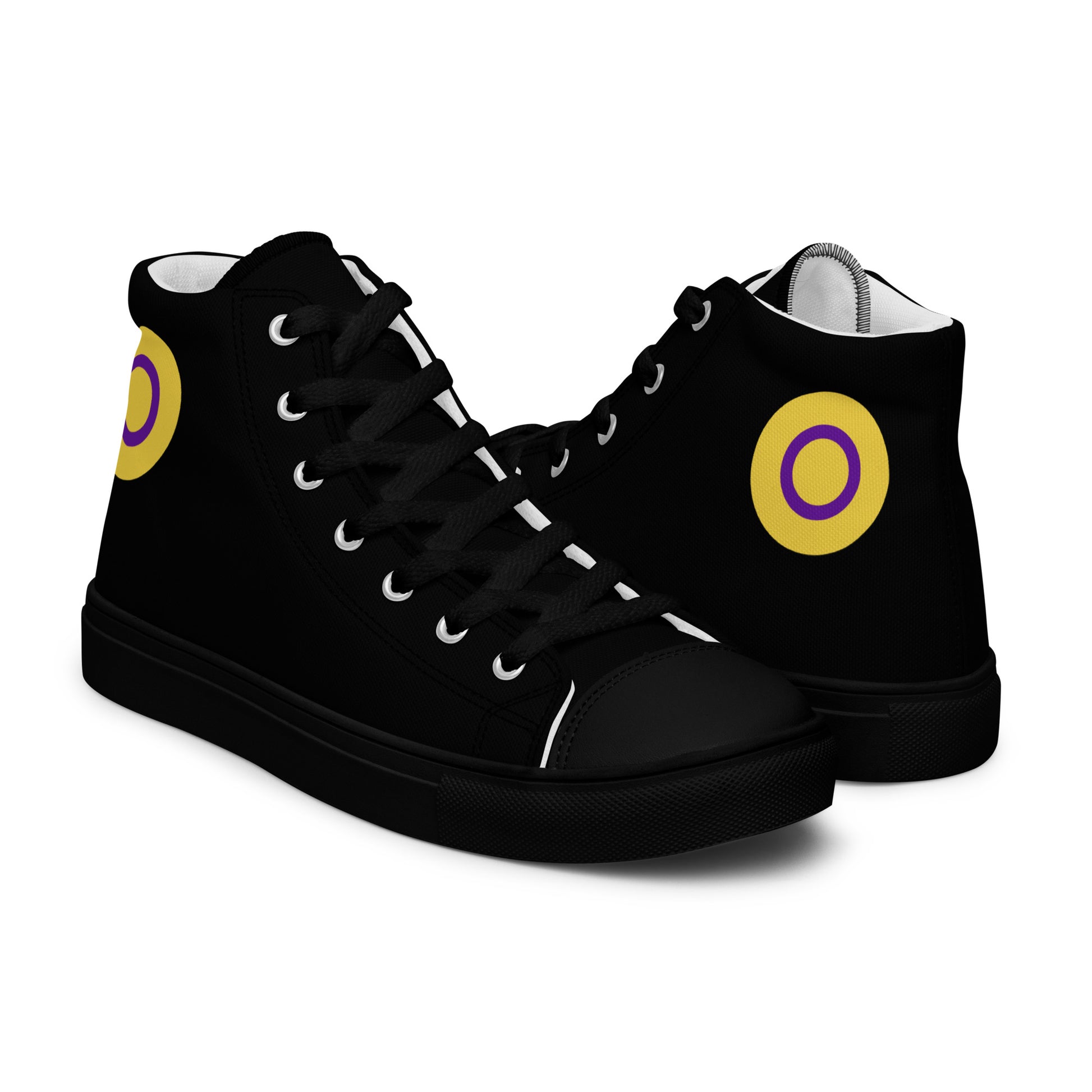 Intersex Pride Men’s High Top Canvas Athletic Shoes mens-high-top-canvas-shoes-black-right-657e649a2696f