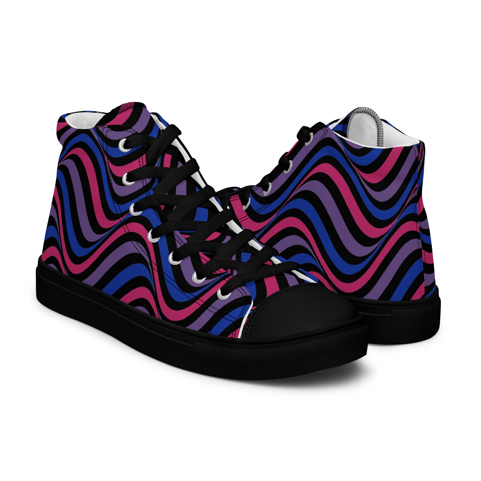 Bisexual Bi Wavey Men’s High Top Canvas Athletic Shoes mens-high-top-canvas-shoes-black-right-657e72801aabd