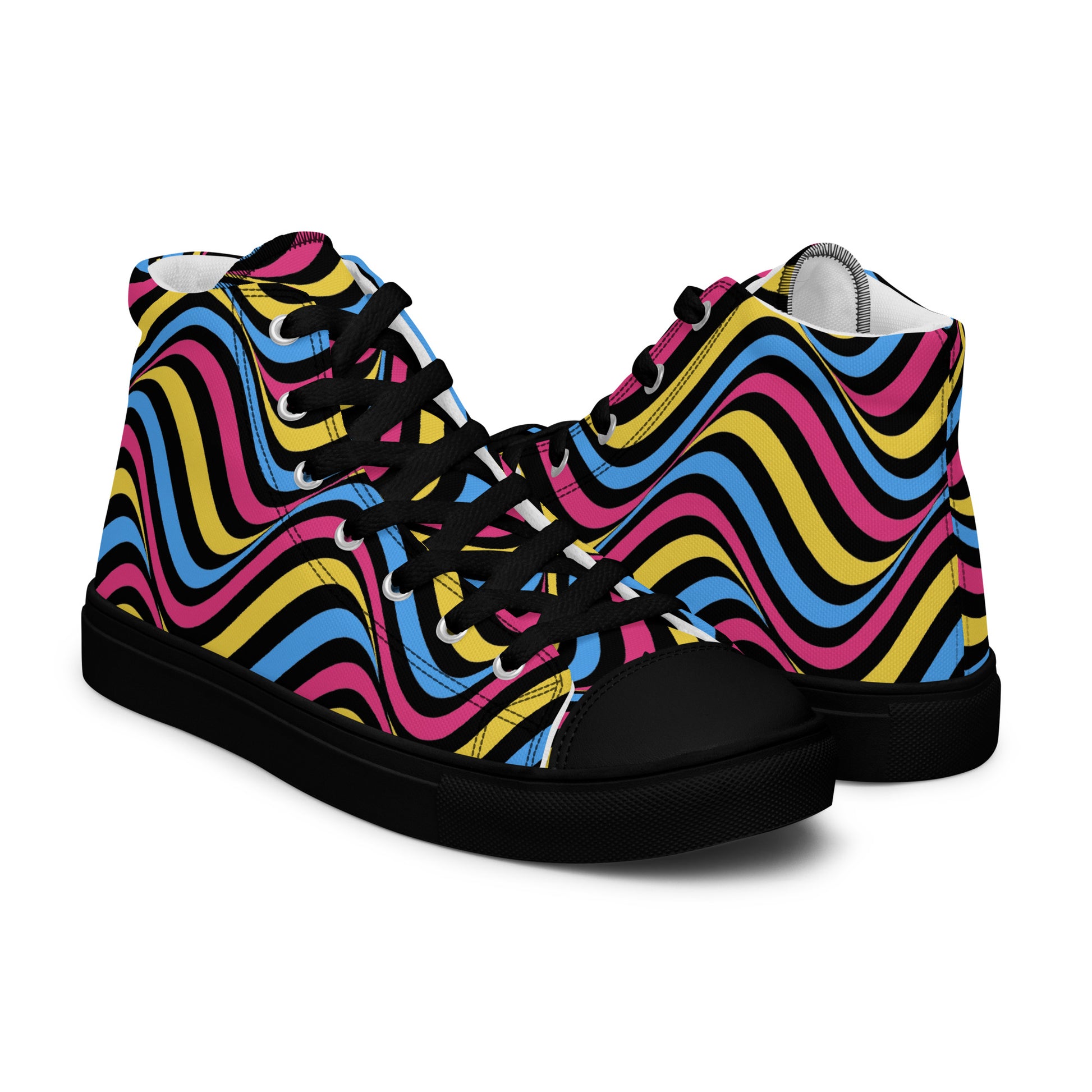 Pansexual Pan Pride Wavey Men’s High Top Canvas Athletic Shoes mens-high-top-canvas-shoes-black-right-657e7e6f3e867