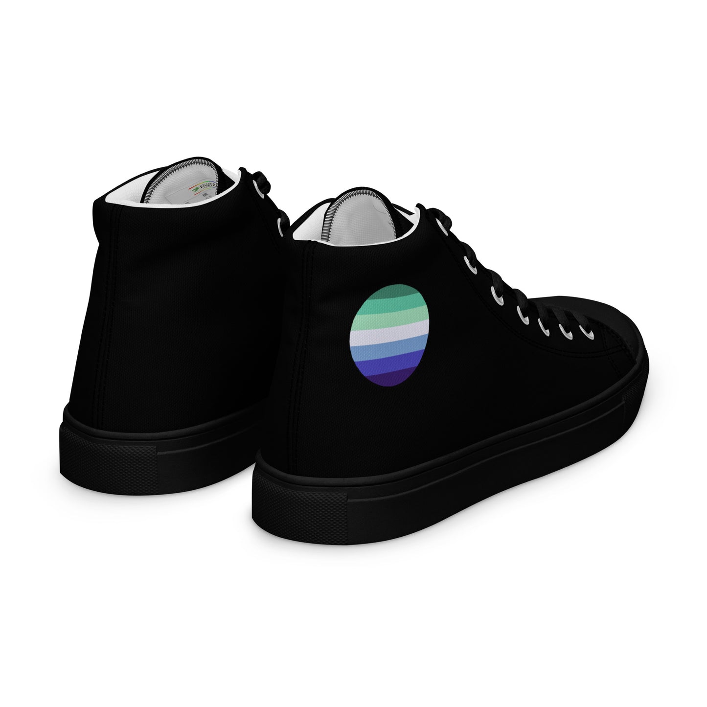 Gay MLM Vincian Men’s High Top Canvas Athletic Shoes mens-high-top-canvas-shoes-black-right-back-657e617aa9f7f