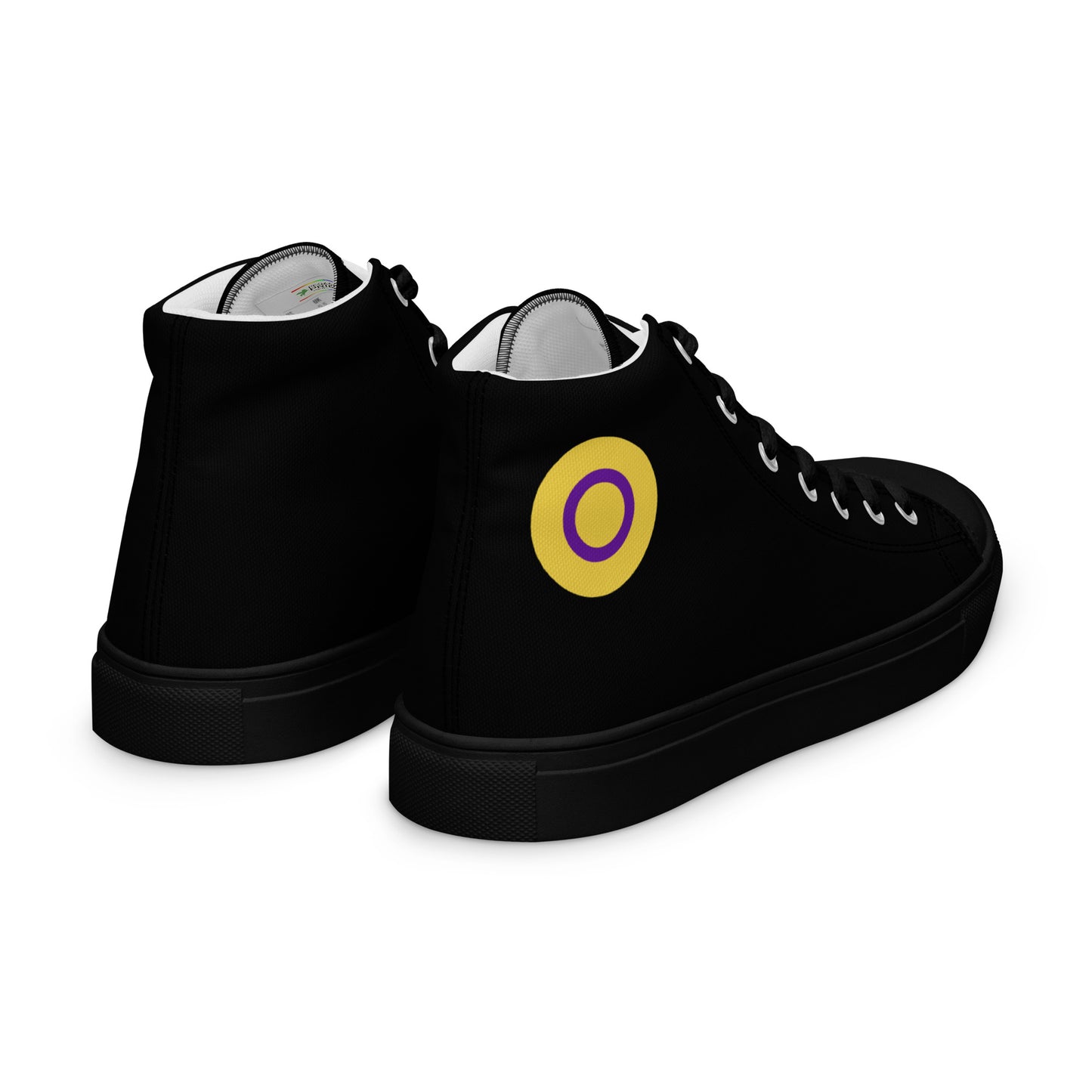 Intersex Pride Men’s High Top Canvas Athletic Shoes mens-high-top-canvas-shoes-black-right-back-657e649a25e71