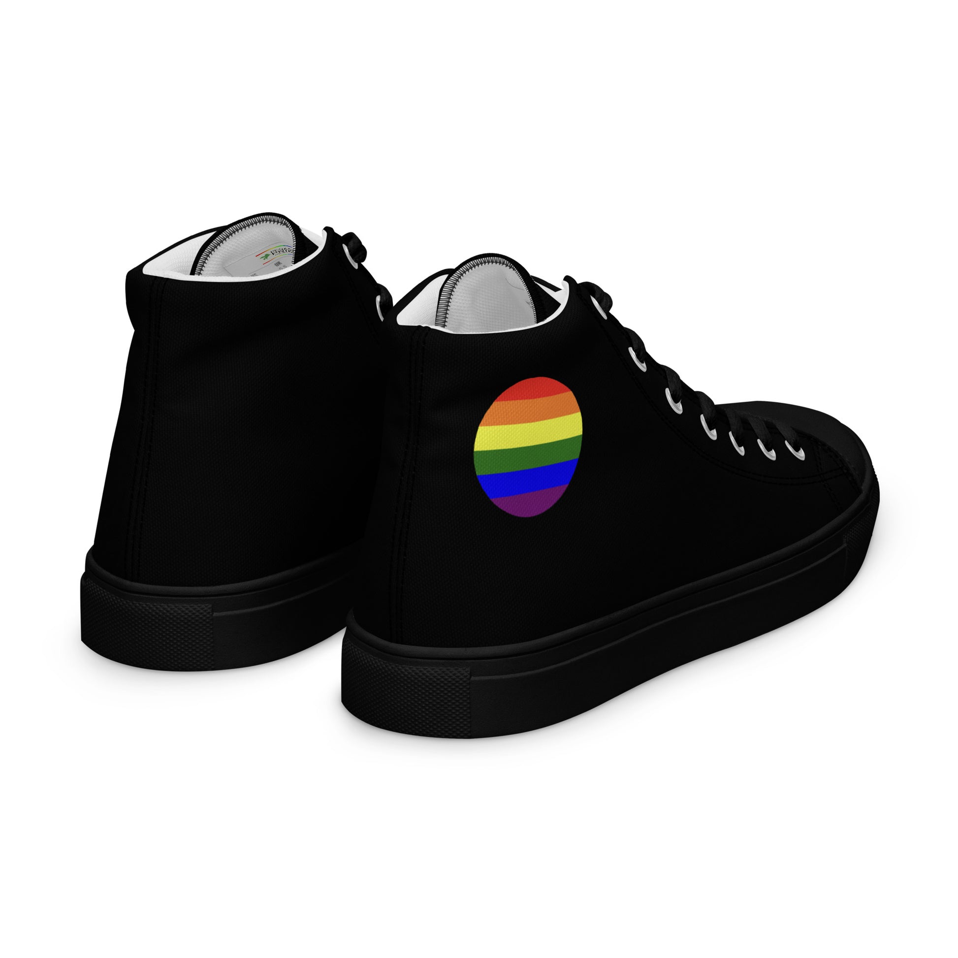 LGBTQ Pride Men’s High Top Canvas Athletic Shoes mens-high-top-canvas-shoes-black-right-back-657e66a4b04f2