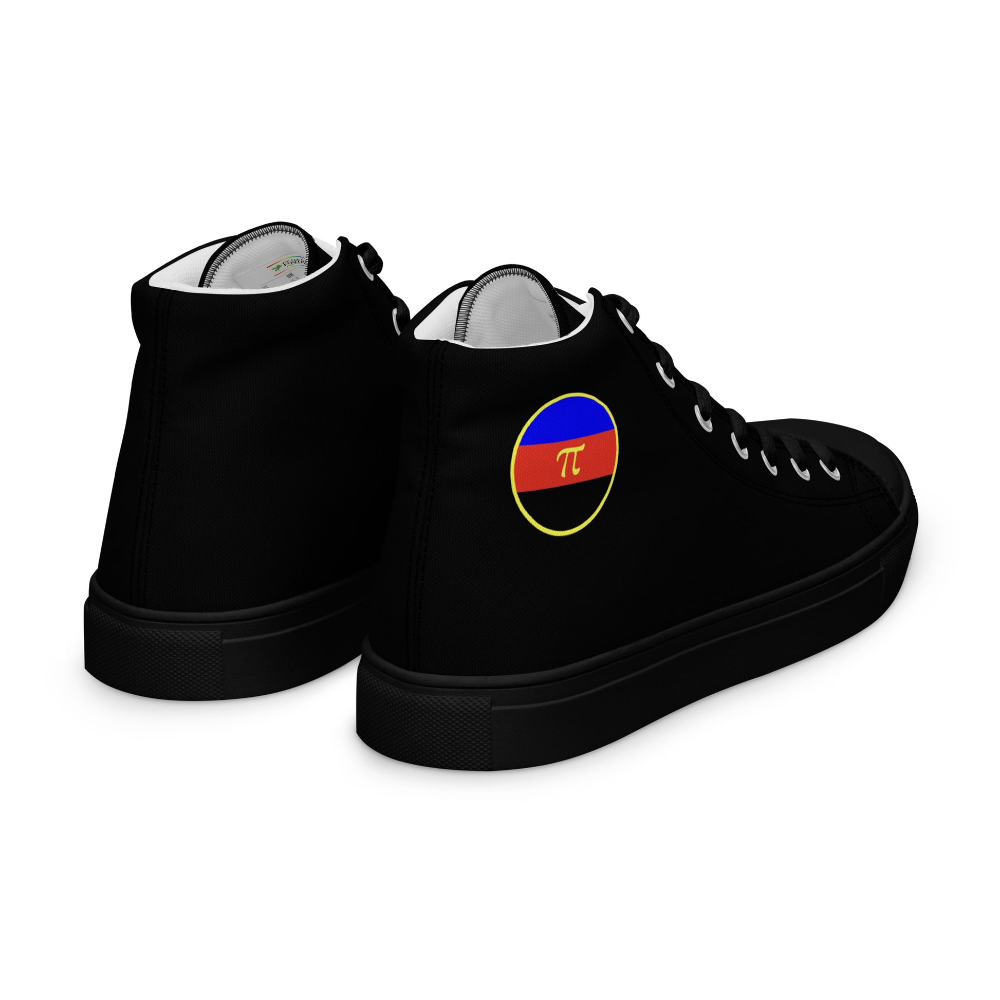 Polyamorous Polyamory Pride Men’s High Top Canvas Athletic Shoes mens-high-top-canvas-shoes-black-right-back-657e6d1da99ff