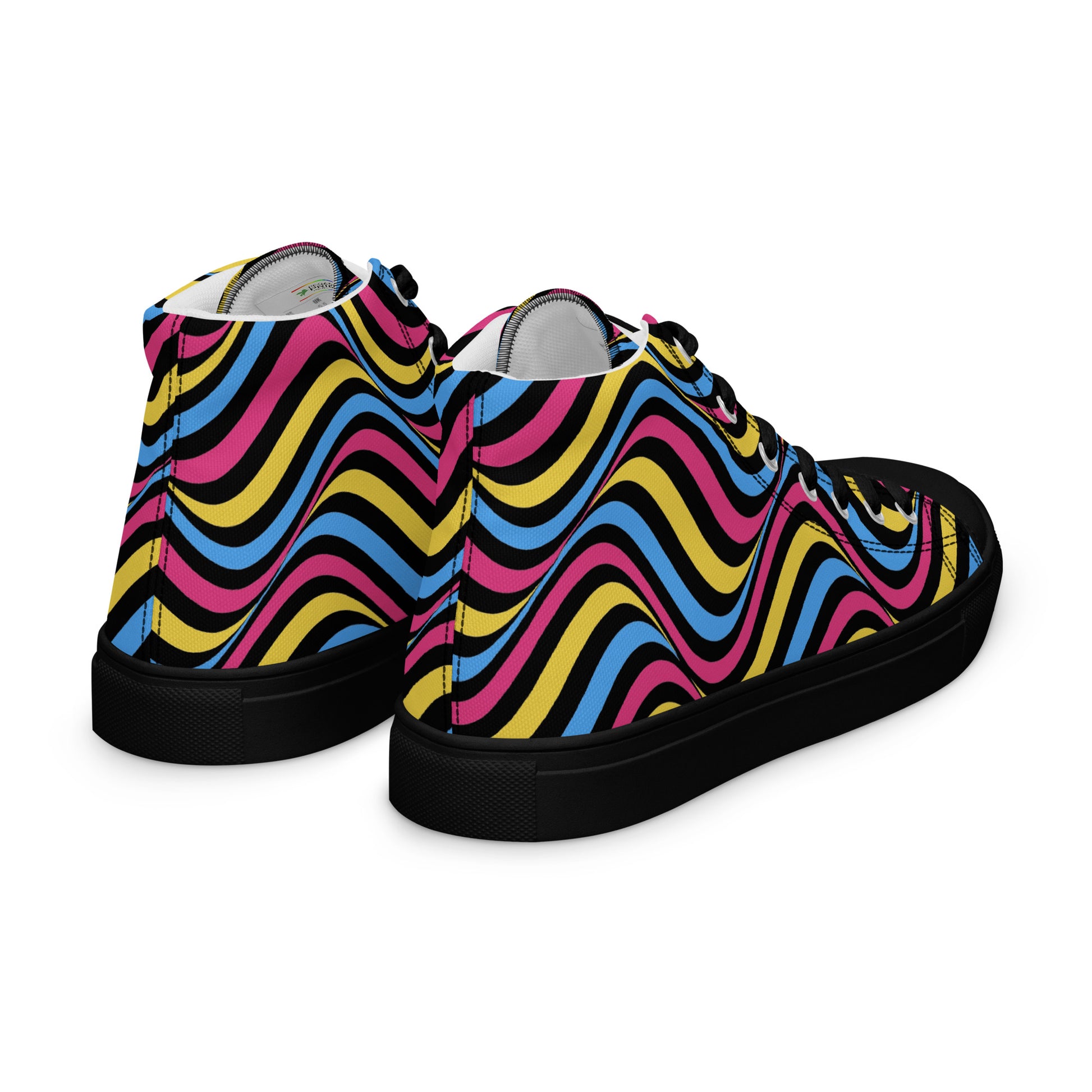 Pansexual Pan Pride Wavey Men’s High Top Canvas Athletic Shoes mens-high-top-canvas-shoes-black-right-back-657e7e6f3dea4