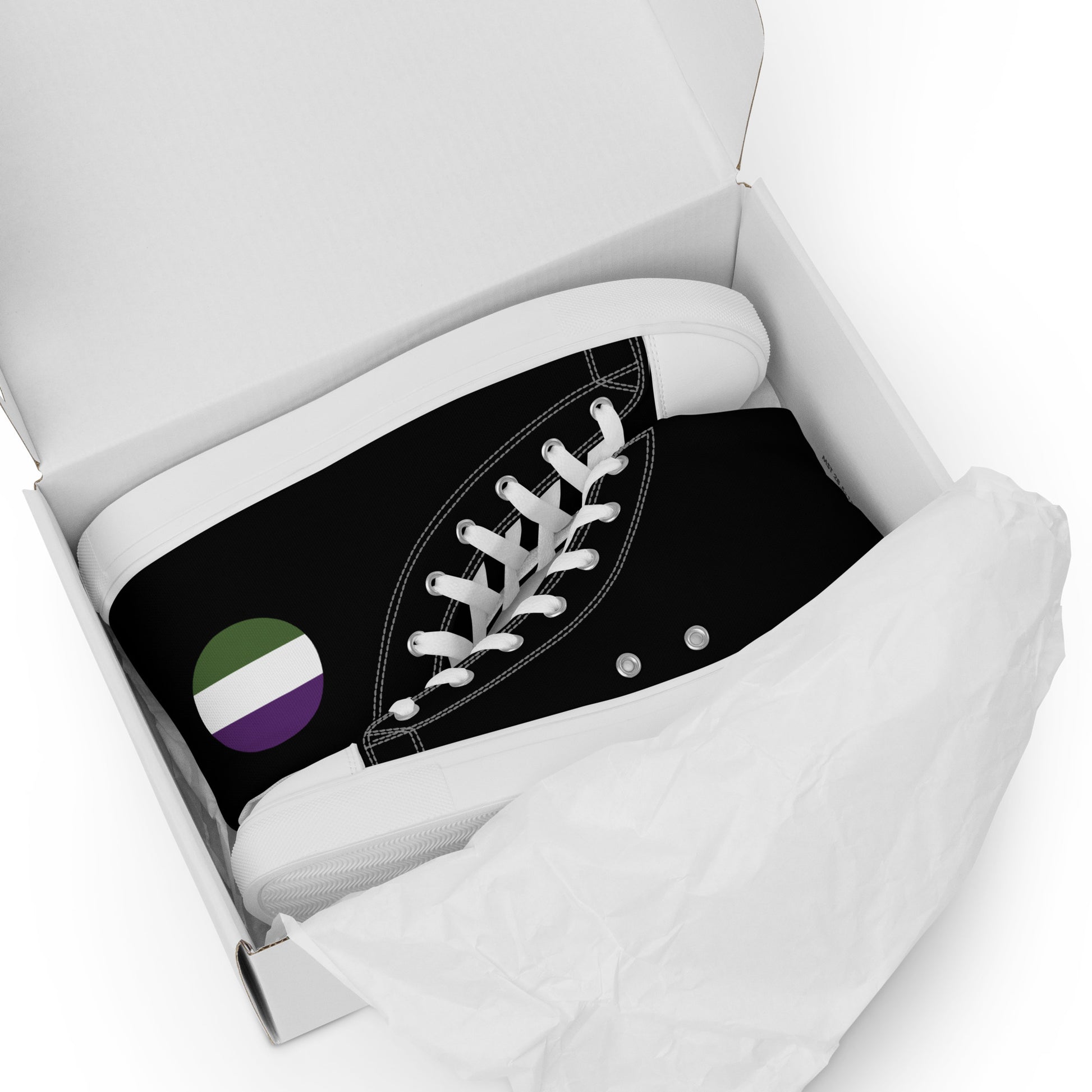 Genderqueer Men’s High Top Canvas Athletic Shoes mens-high-top-canvas-shoes-white-front-657e6437ae992