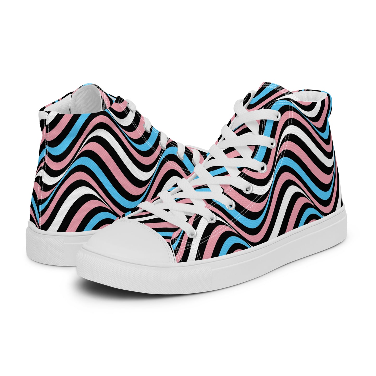 Transgender Trans Wavey Men’s High Top Canvas Athletic Shoes White Transgender mens-high-top-canvas-shoes-white-left-657e5cfca270d