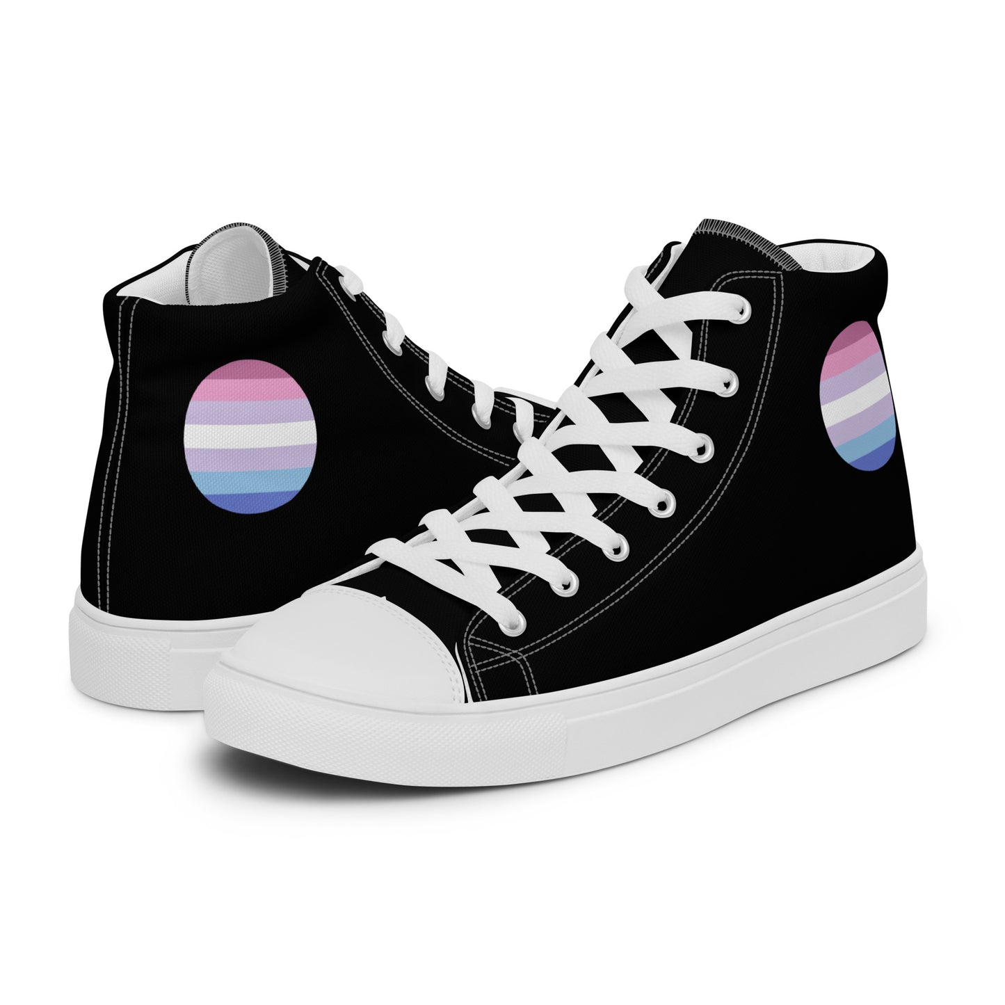 Bigender Men’s High Top Canvas Athletic Shoes White Bigender mens-high-top-canvas-shoes-white-left-657e5f2e9e6a4