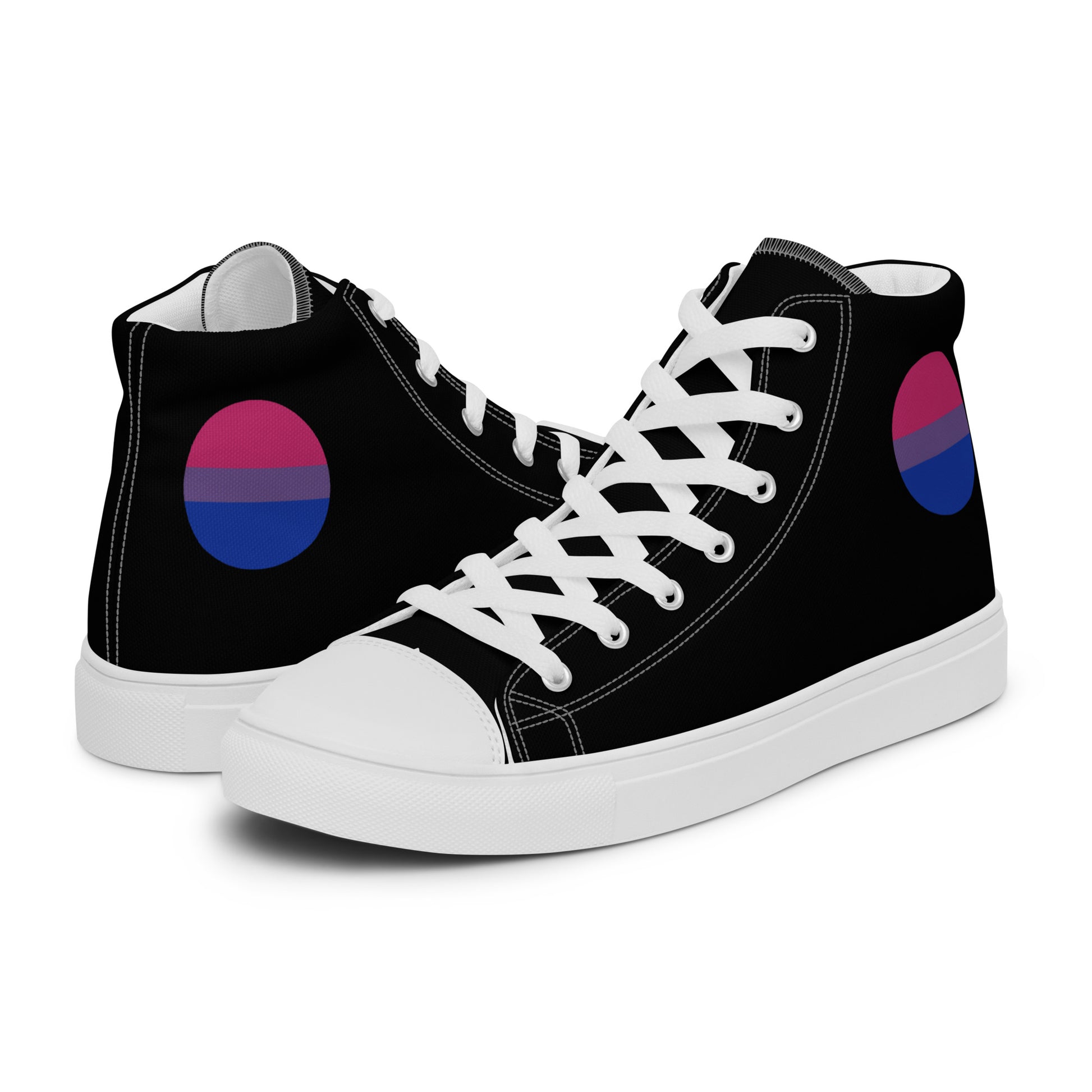 Bisexual Bi Men’s High Top Canvas Athletic Shoes White Bisexual mens-high-top-canvas-shoes-white-left-657e5fc763ba8