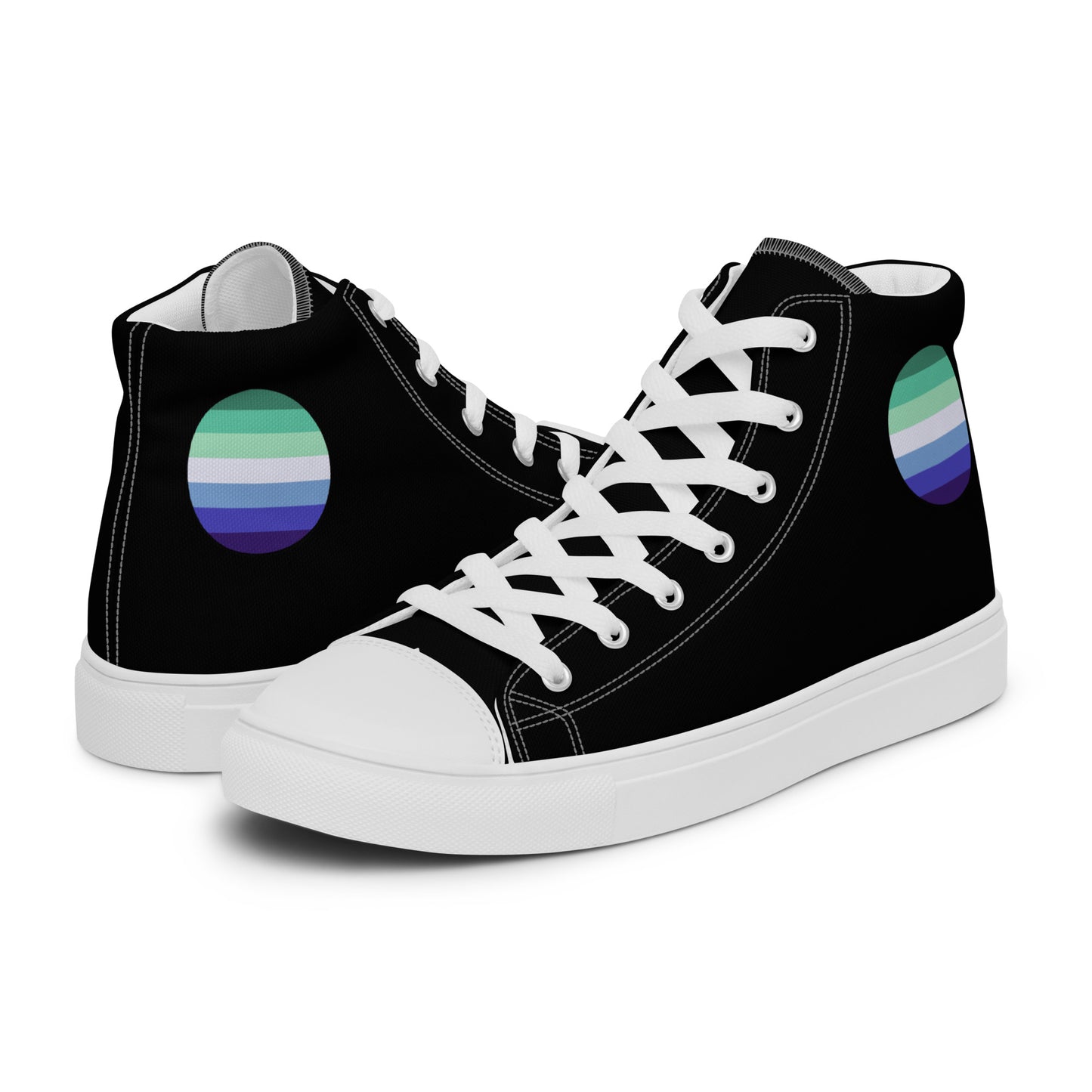 Gay MLM Vincian Men’s High Top Canvas Athletic Shoes White Gay mens-high-top-canvas-shoes-white-left-657e617aab78e