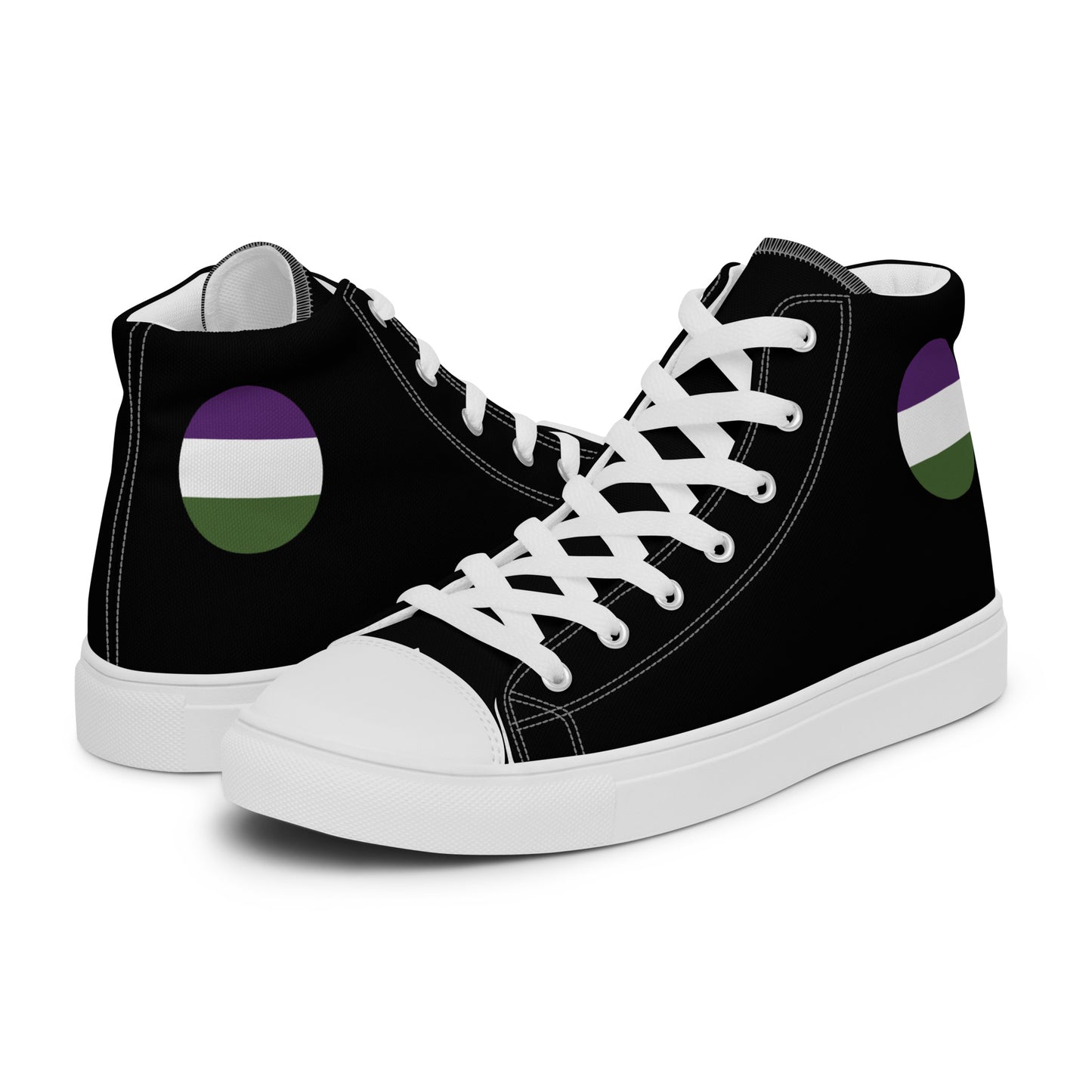 Genderqueer Men’s High Top Canvas Athletic Shoes White Genderqueer mens-high-top-canvas-shoes-white-left-657e6437af1ef