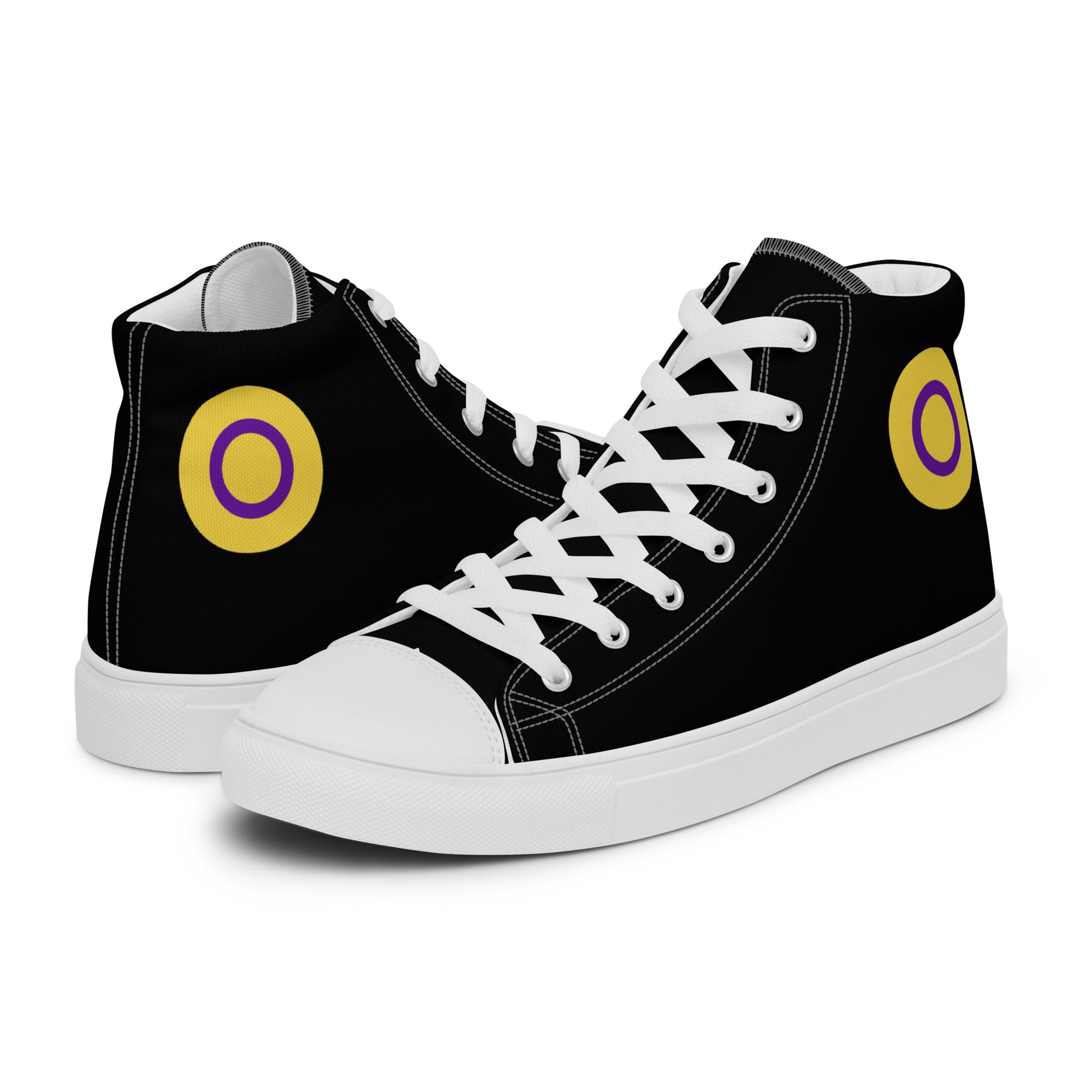 Intersex Pride Men’s High Top Canvas Athletic Shoes White Intersex mens-high-top-canvas-shoes-white-left-657e649a26ad5