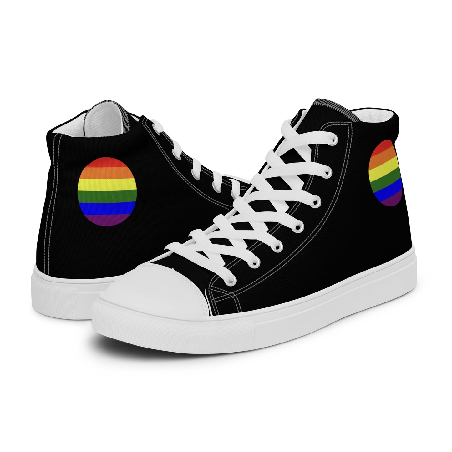 LGBTQ Pride Men’s High Top Canvas Athletic Shoes White Pride mens-high-top-canvas-shoes-white-left-657e66a4b18e3