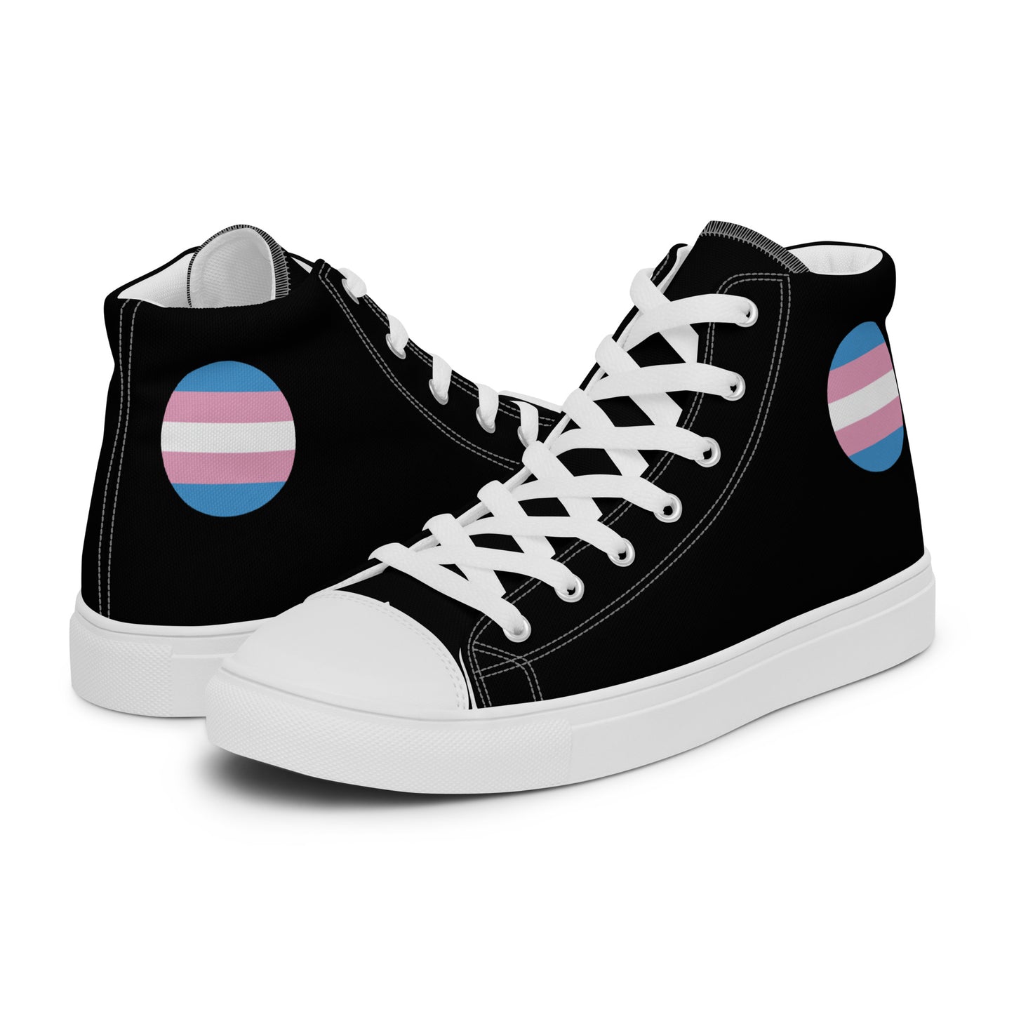 Transgender Trans Pride Men’s High Top Canvas Athletic Shoes White Transgender mens-high-top-canvas-shoes-white-left-657e675c1357a