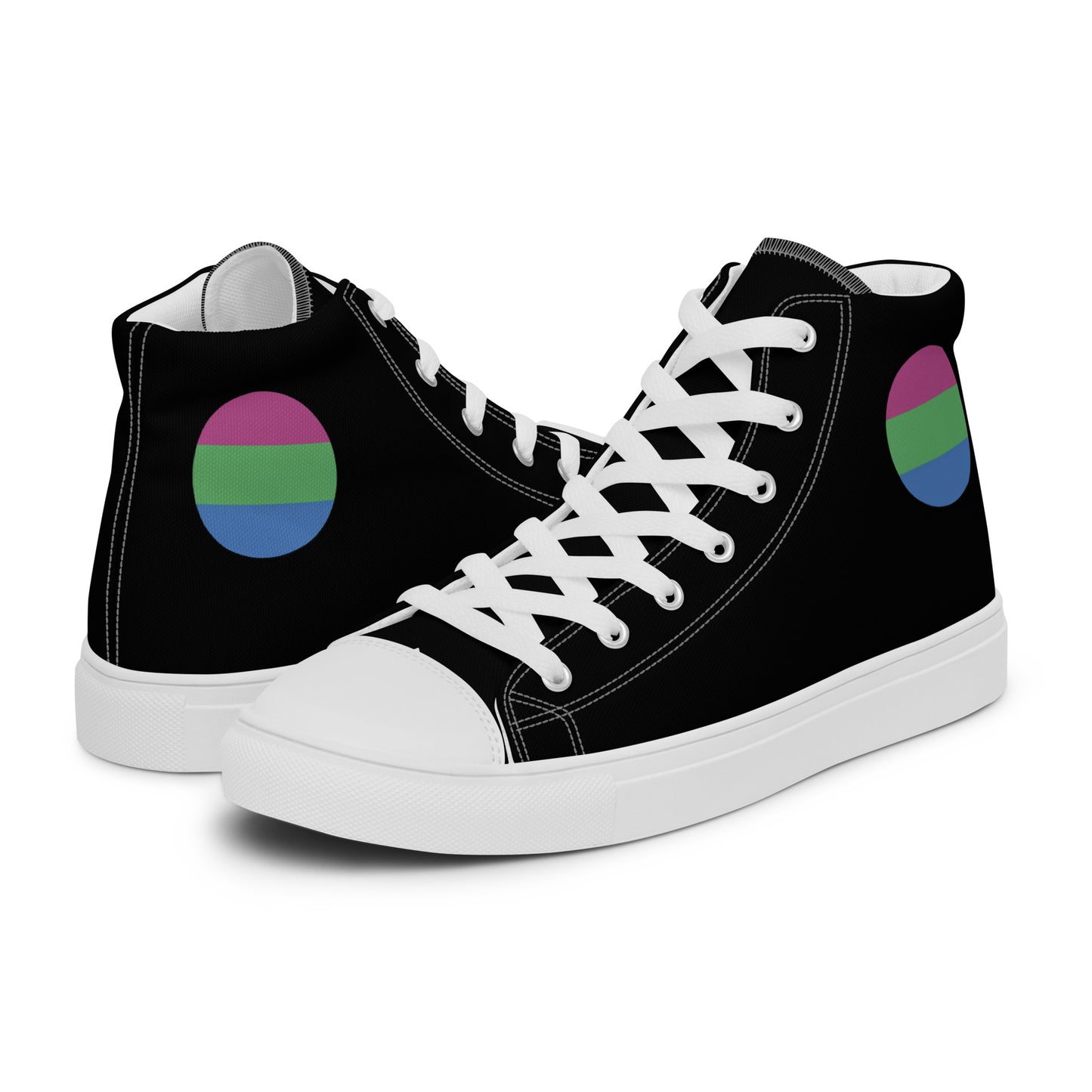 Polysexual Poly Pride Men’s High Top Canvas Athletic Shoes White Polysexual mens-high-top-canvas-shoes-white-left-657e694d7d17c