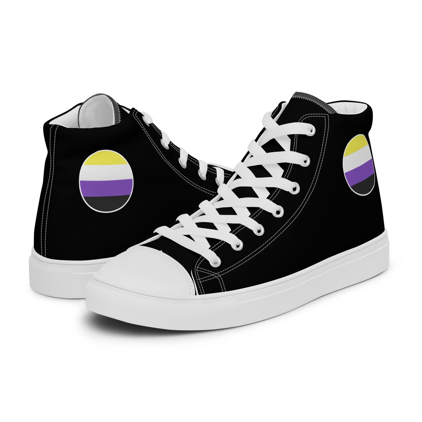 Nonbinary Enby Men’s High Top Canvas Athletic Shoes White Nonbinary mens-high-top-canvas-shoes-white-left-657e6e1d70c66