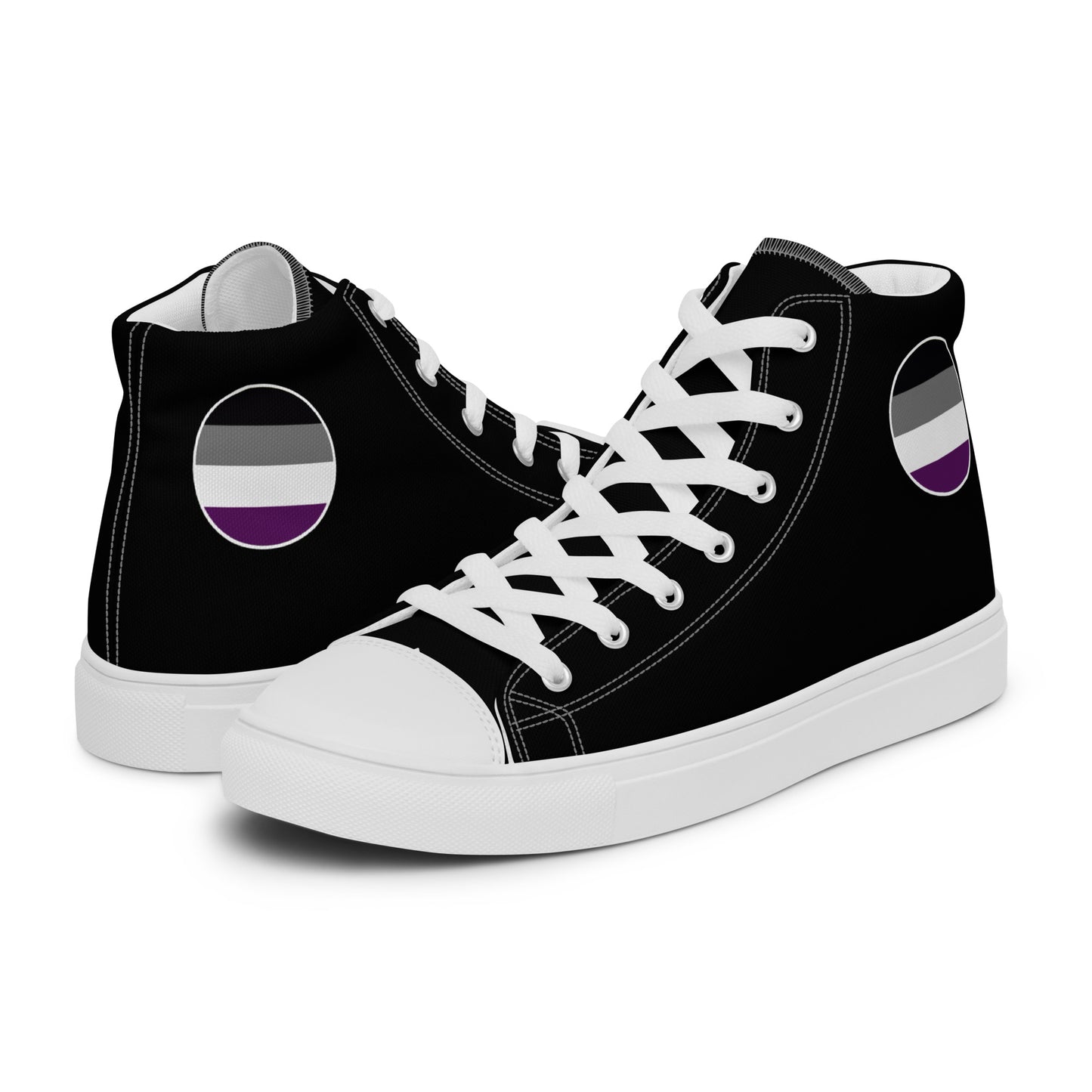 Asexual Ace Men’s High Top Canvas Athletic Shoes White Asexual mens-high-top-canvas-shoes-white-left-657e6eacaaf8a