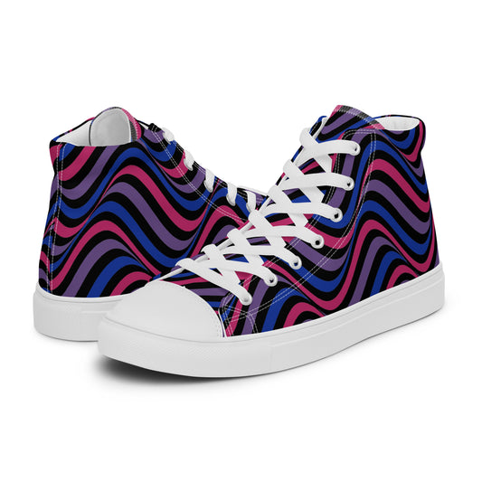 Bisexual Bi Wavey Men’s High Top Canvas Athletic Shoes White Bisexual mens-high-top-canvas-shoes-white-left-657e72801ac22