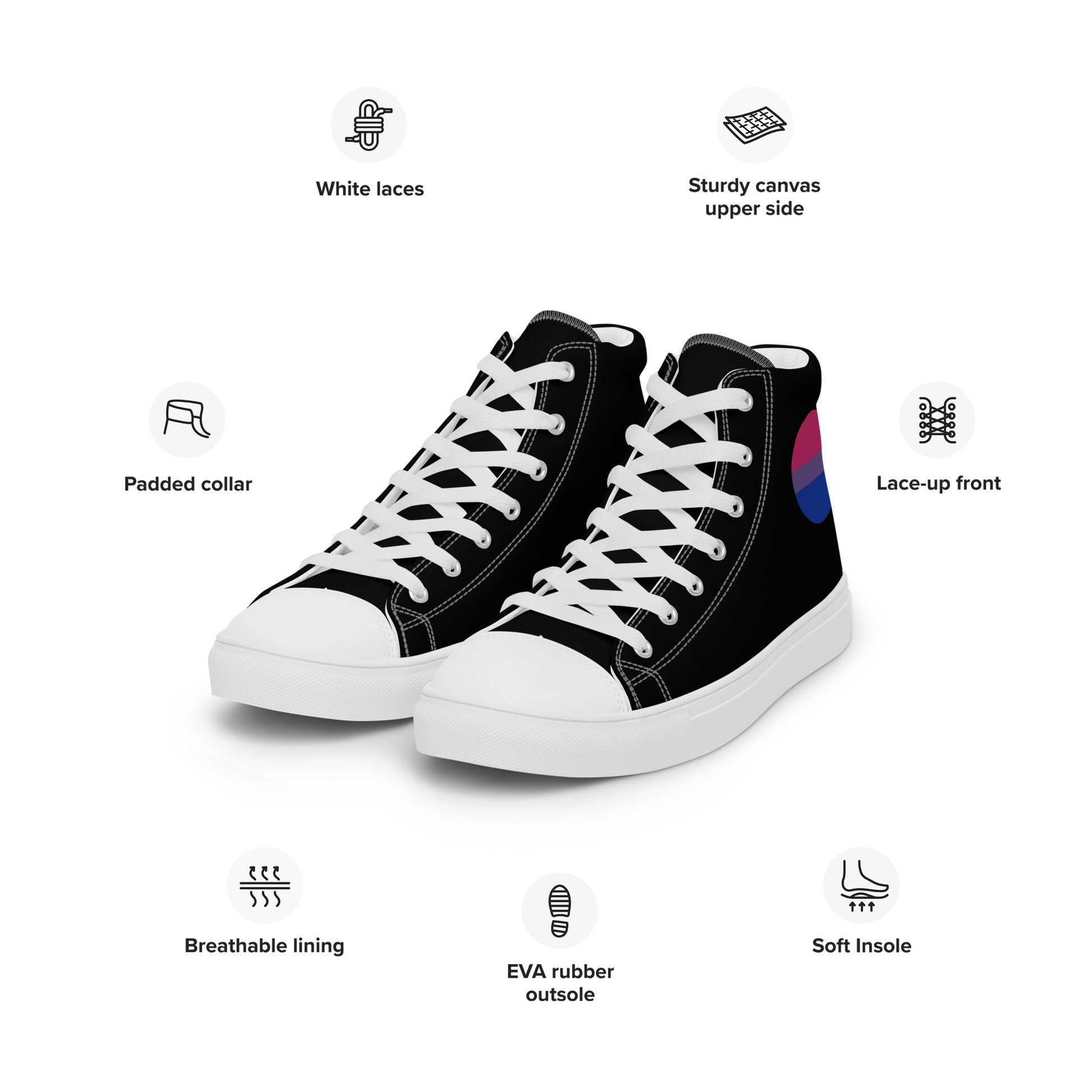 Bisexual Bi Men’s High Top Canvas Athletic Shoes mens-high-top-canvas-shoes-white-left-front-657e5fc762ae1