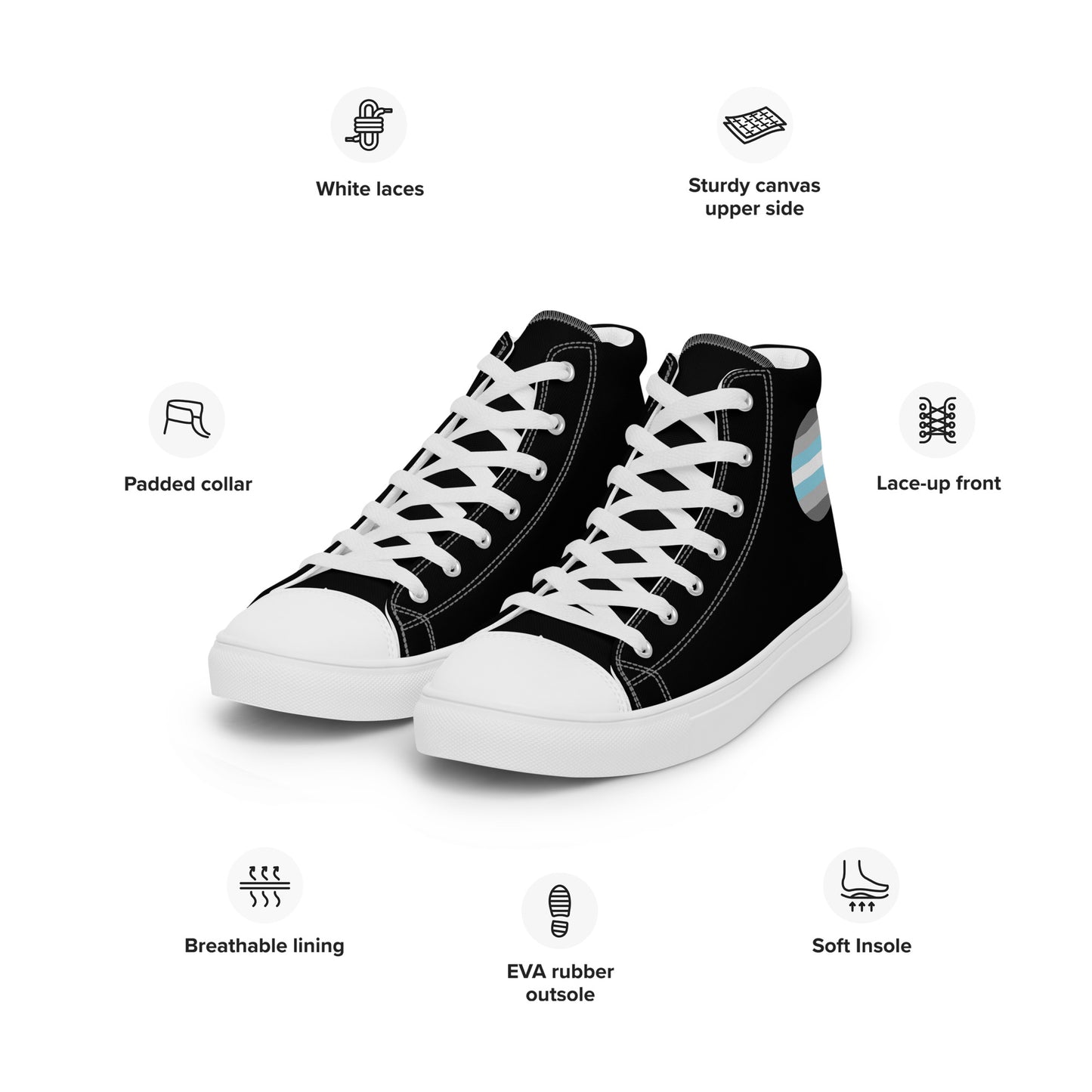 Demiboy Men’s High Top Canvas Athletic Shoes mens-high-top-canvas-shoes-white-left-front-657e60712ddaa