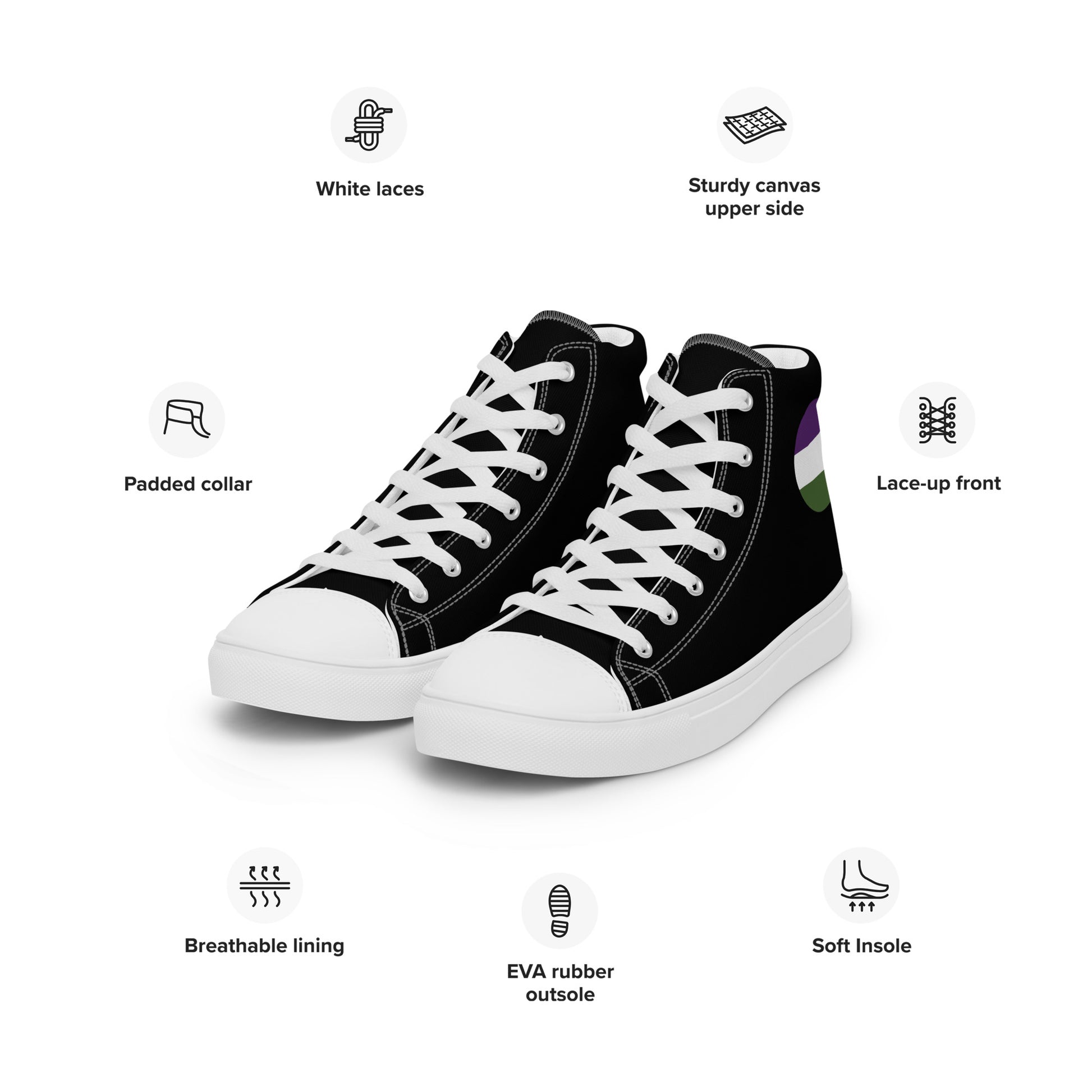 Genderqueer Men’s High Top Canvas Athletic Shoes mens-high-top-canvas-shoes-white-left-front-657e6437ae6ad