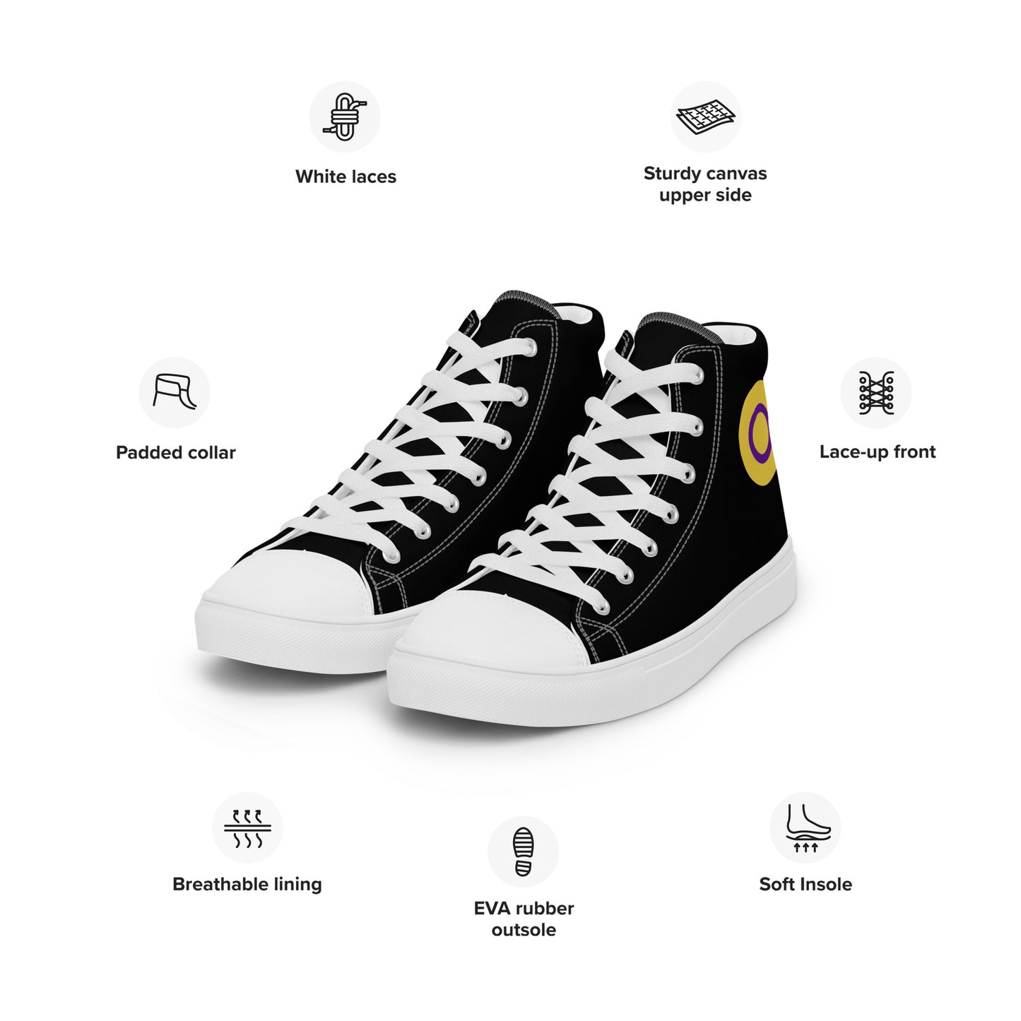 Intersex Pride Men’s High Top Canvas Athletic Shoes mens-high-top-canvas-shoes-white-left-front-657e649a25f08