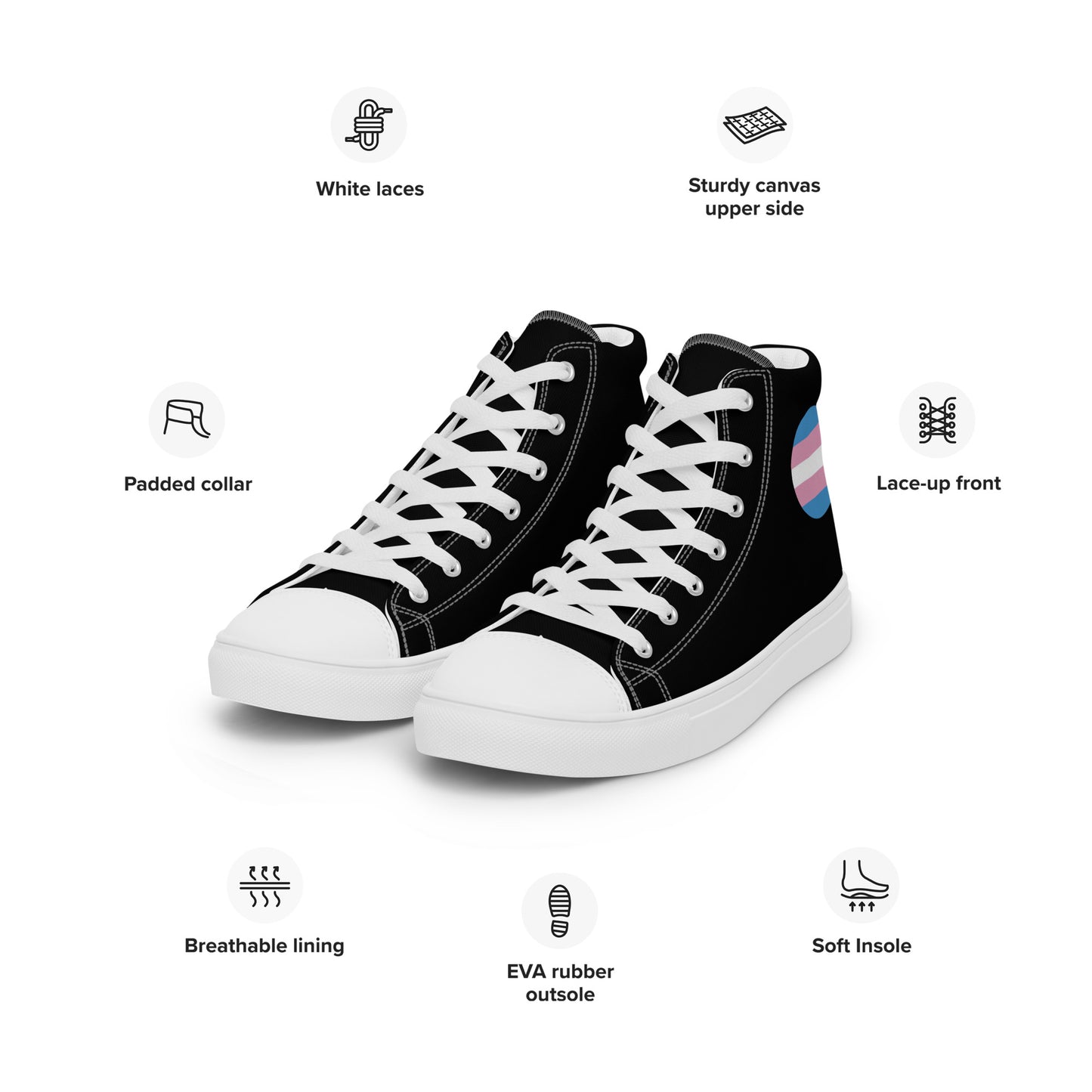 Transgender Trans Pride Men’s High Top Canvas Athletic Shoes mens-high-top-canvas-shoes-white-left-front-657e675c12a78